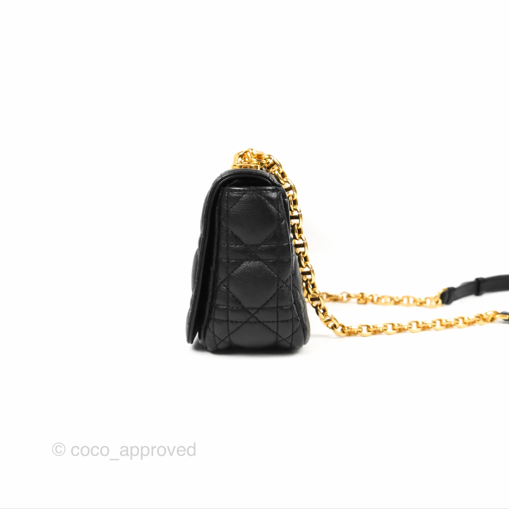 Dior Small Caro Bag Black Supple Cannage Calfskin