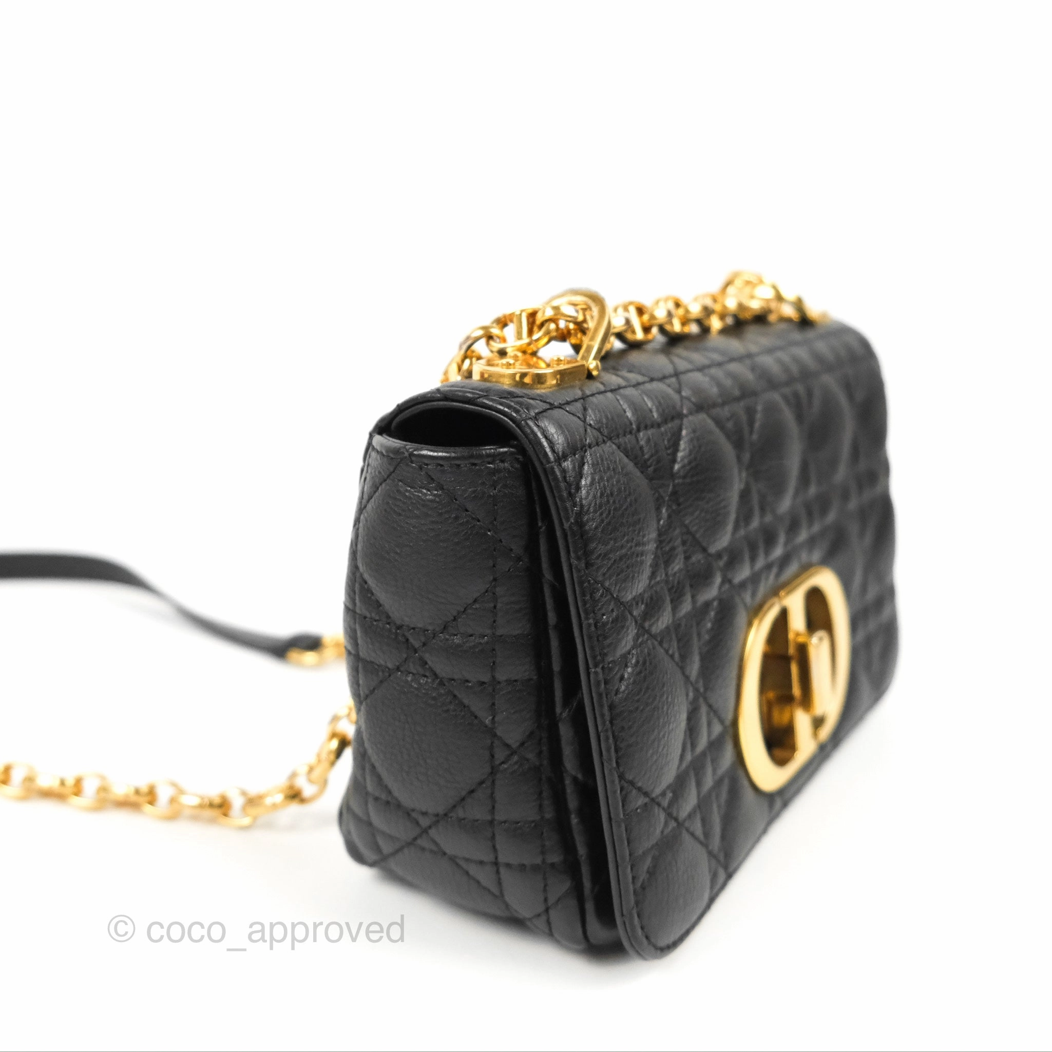 Dior Small Caro Bag Black Supple Cannage Calfskin