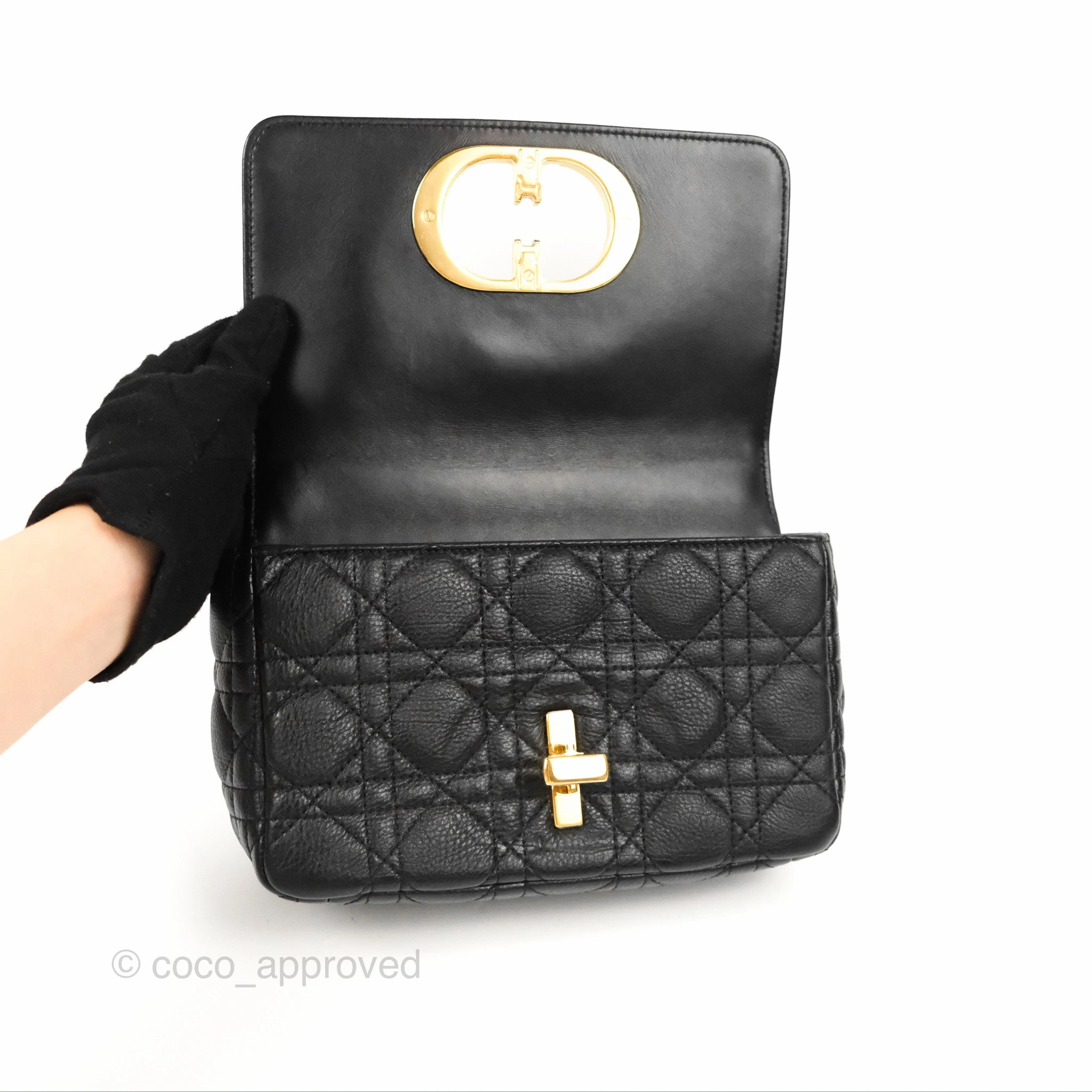 Dior Small Caro Bag Black Supple Cannage Calfskin