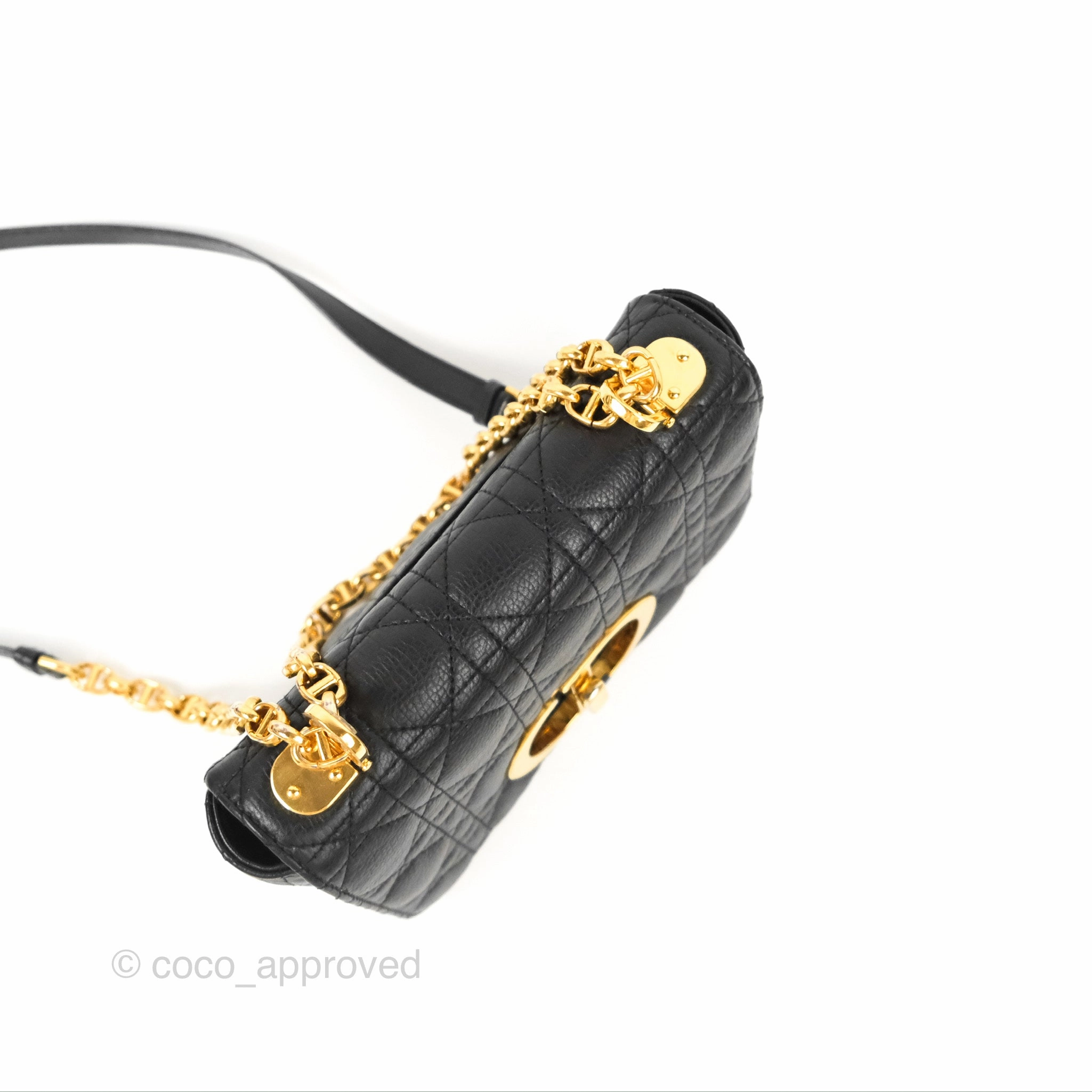 Dior Small Caro Bag Black Supple Cannage Calfskin