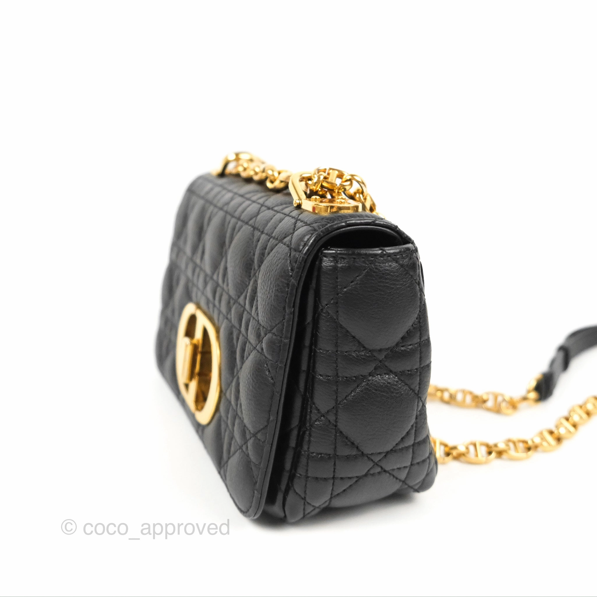 Dior Small Caro Bag Black Supple Cannage Calfskin