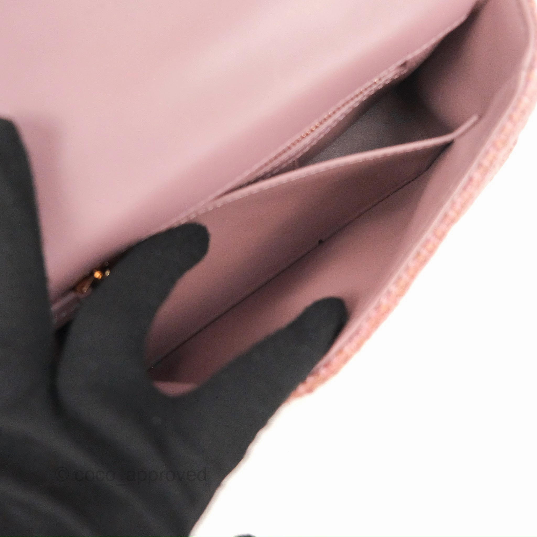 Dior Small Caro Bag Dark Pink Violine Canvas Rose Gold