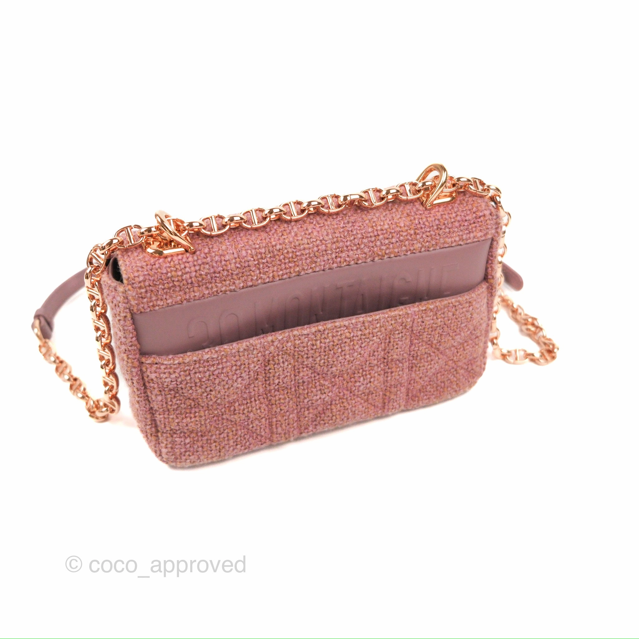 Dior Small Caro Bag Dark Pink Violine Canvas Rose Gold