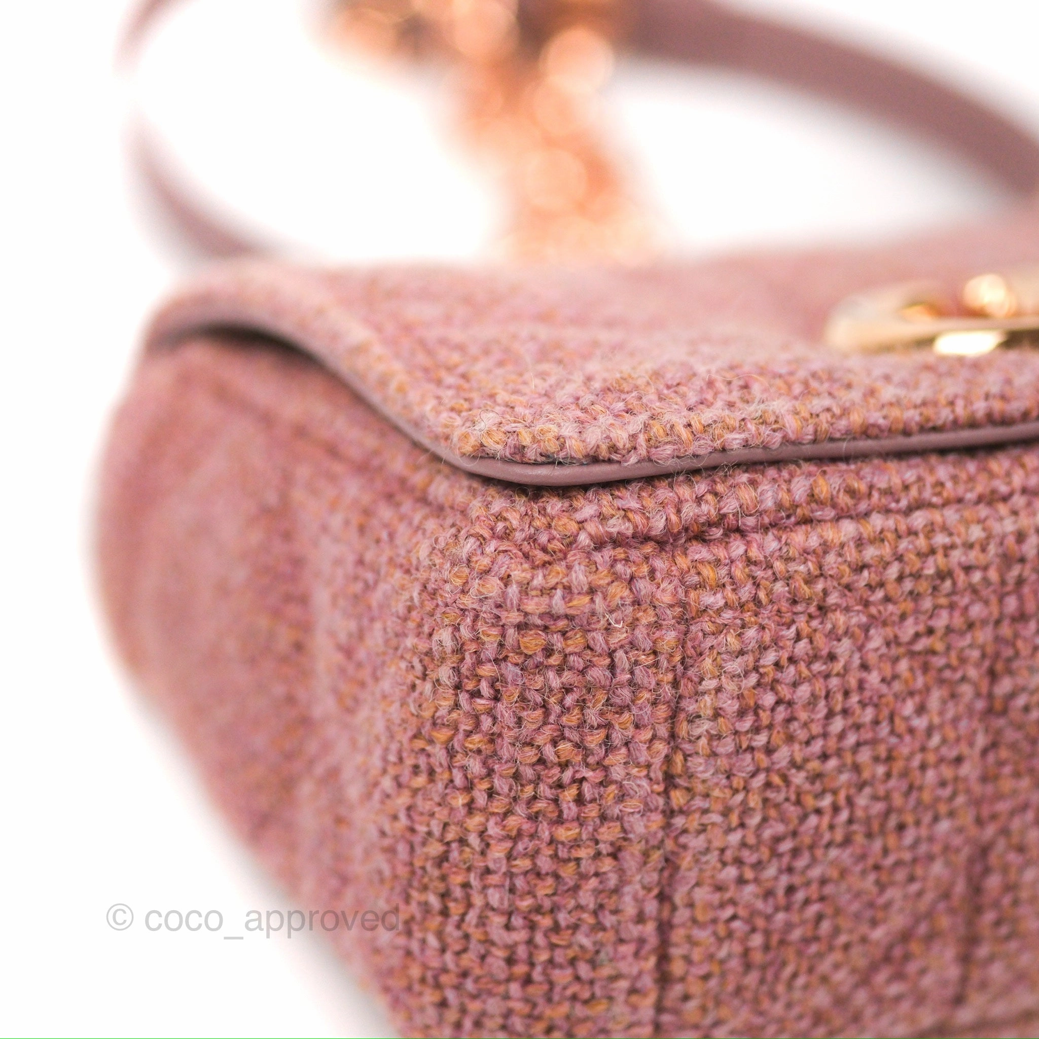 Dior Small Caro Bag Dark Pink Violine Canvas Rose Gold