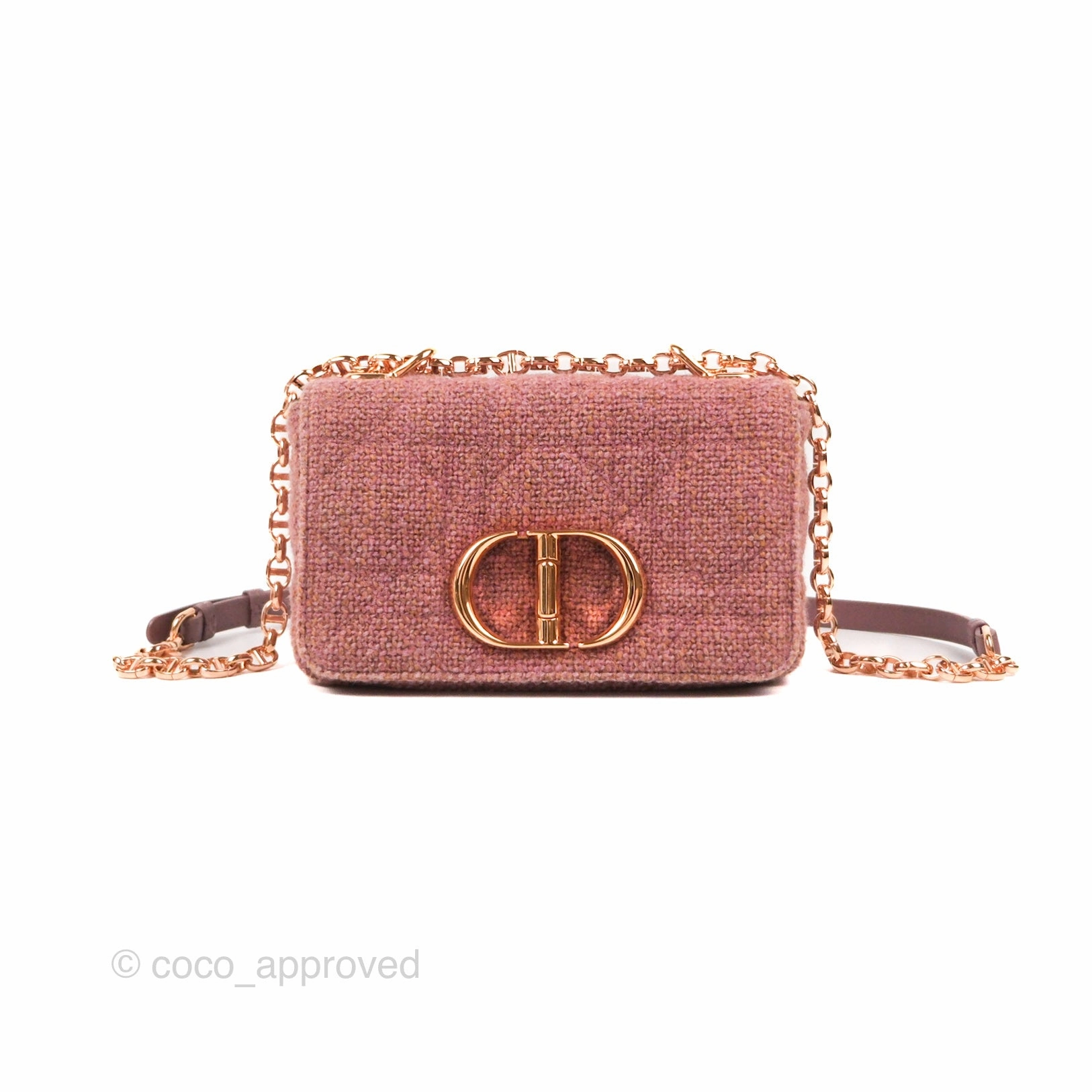 Dior Small Caro Bag Dark Pink Violine Canvas Rose Gold