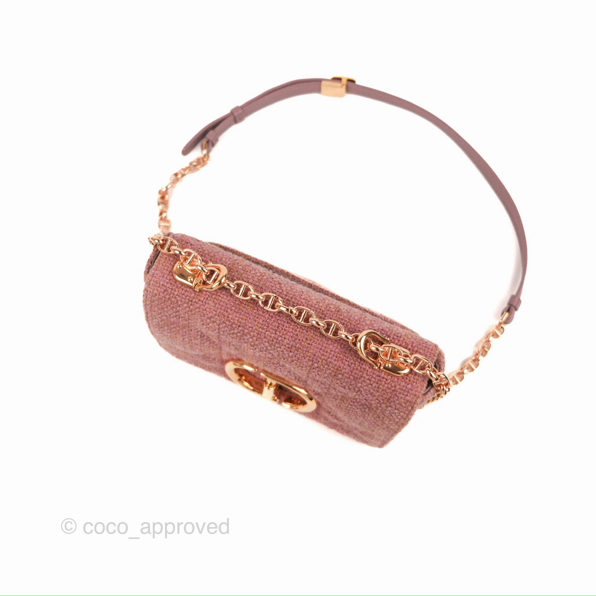 Dior Small Caro Bag Dark Pink Violine Canvas Rose Gold