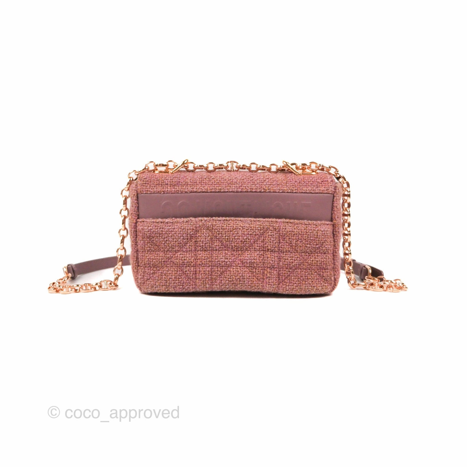 Dior Small Caro Bag Dark Pink Violine Canvas Rose Gold