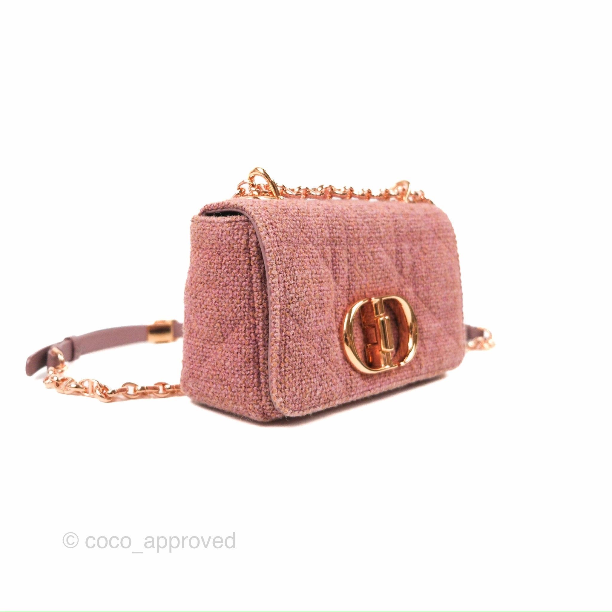 Dior Small Caro Bag Dark Pink Violine Canvas Rose Gold