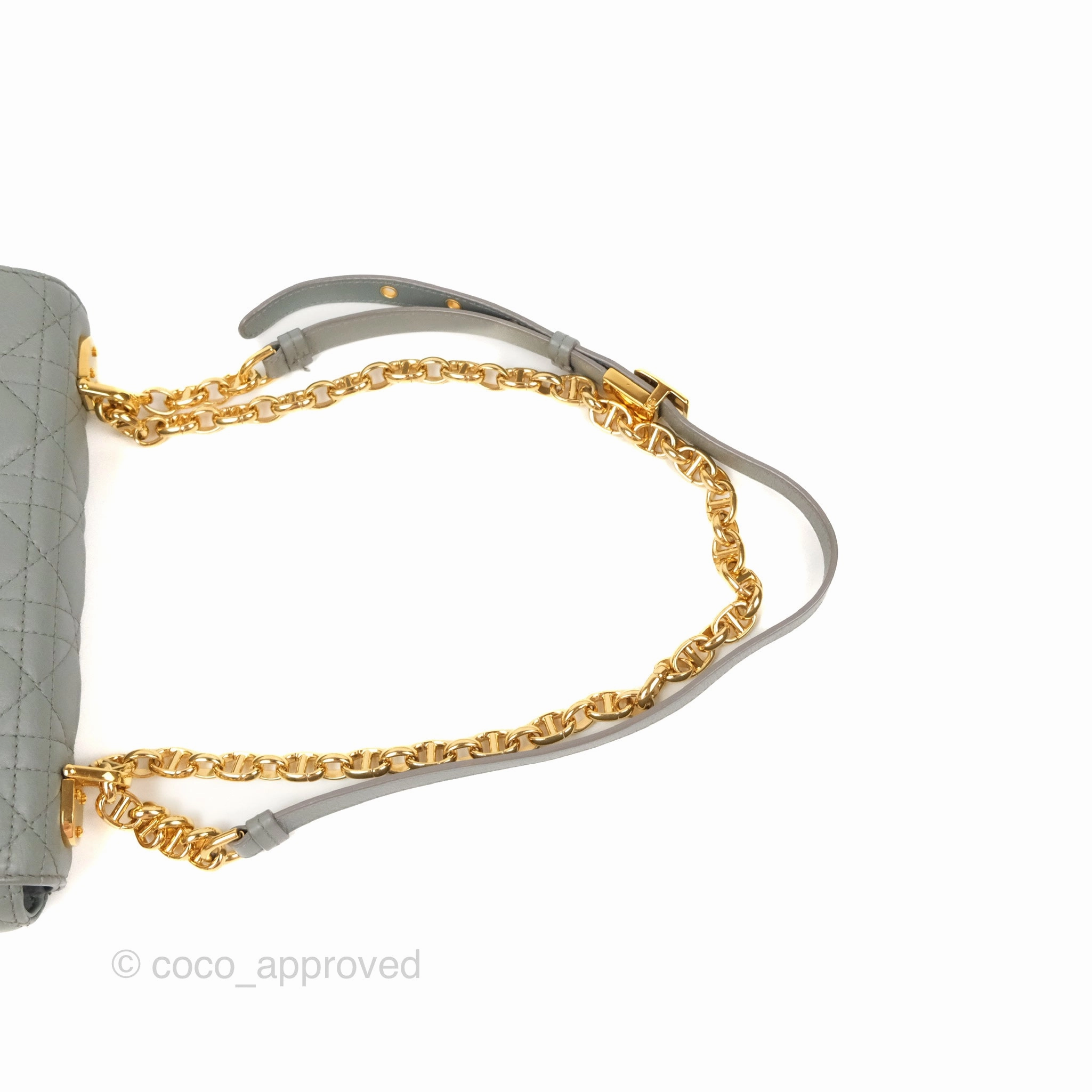Dior Small Caro Bag Stone Gray Supple Cannage Calfskin