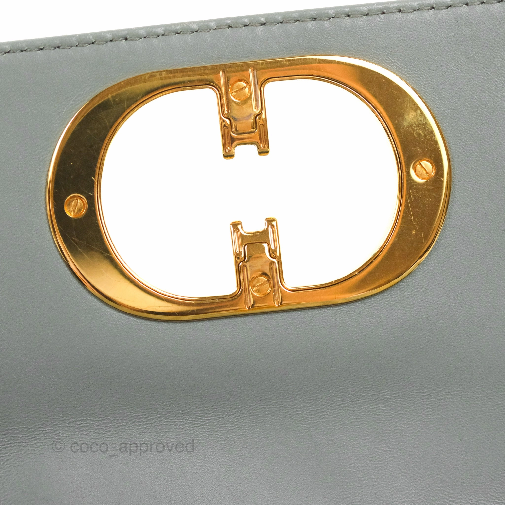 Dior Small Caro Bag Stone Gray Supple Cannage Calfskin