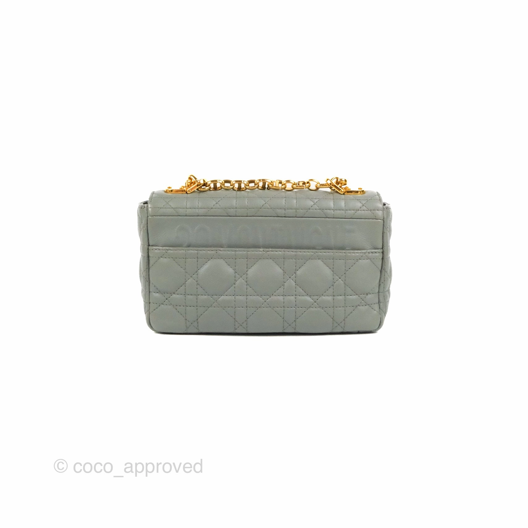 Dior Small Caro Bag Stone Gray Supple Cannage Calfskin
