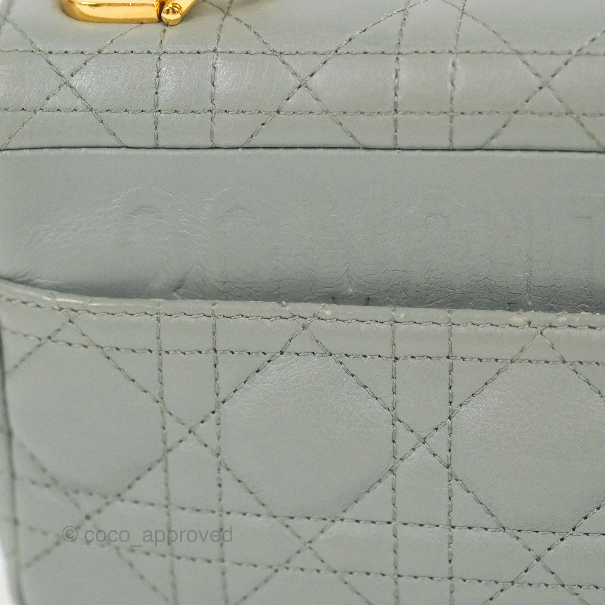 Dior Small Caro Bag Stone Gray Supple Cannage Calfskin