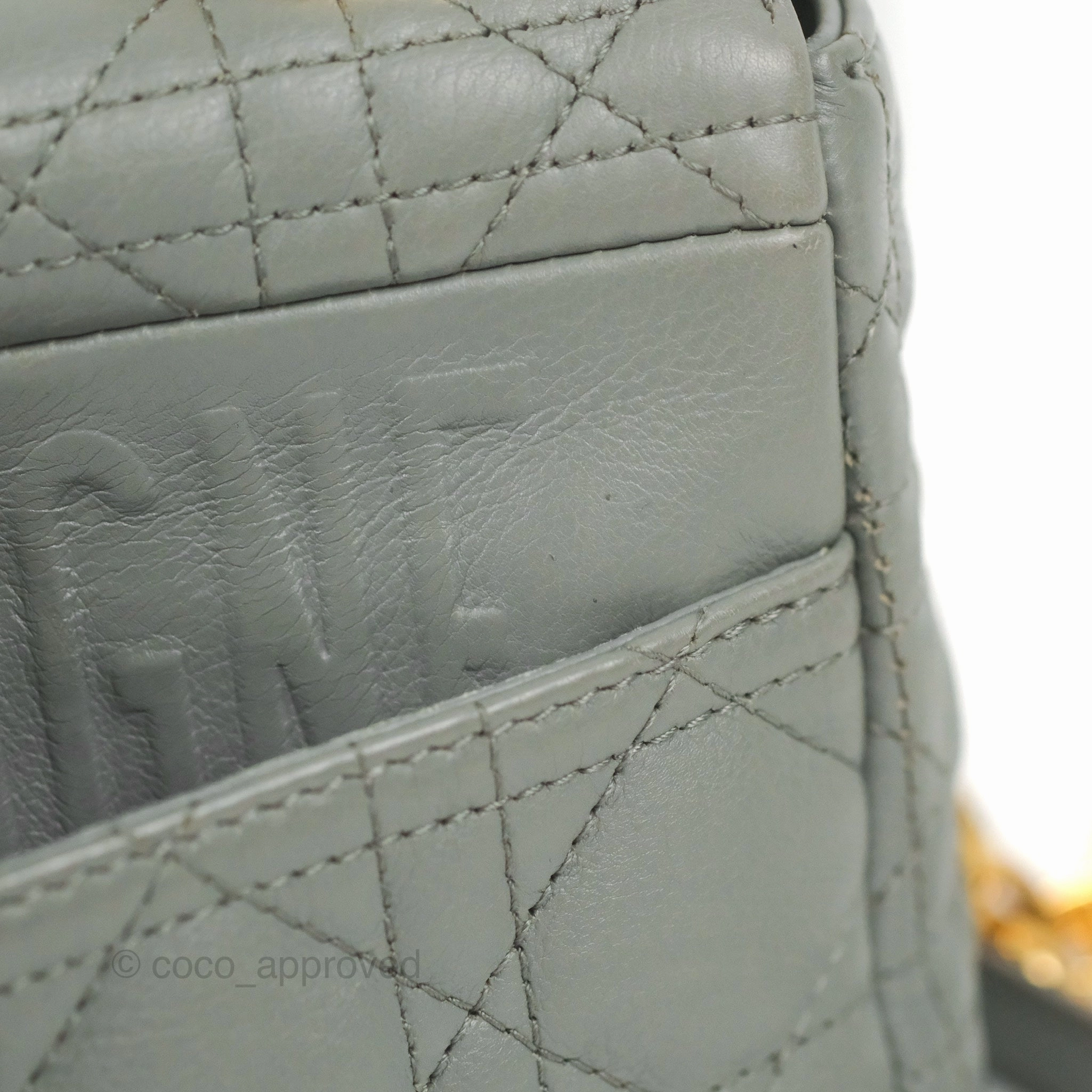 Dior Small Caro Bag Stone Gray Supple Cannage Calfskin
