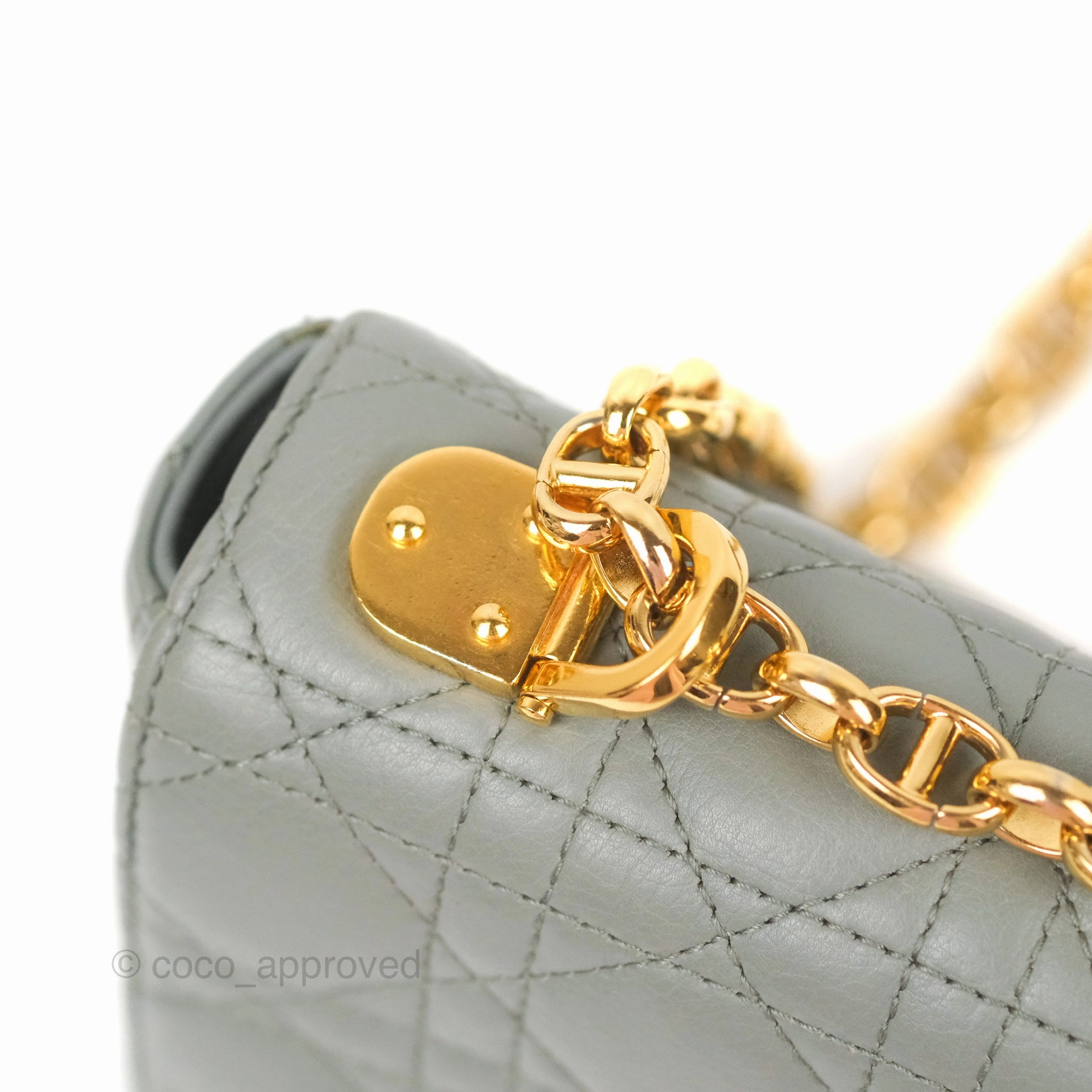 Dior Small Caro Bag Stone Gray Supple Cannage Calfskin
