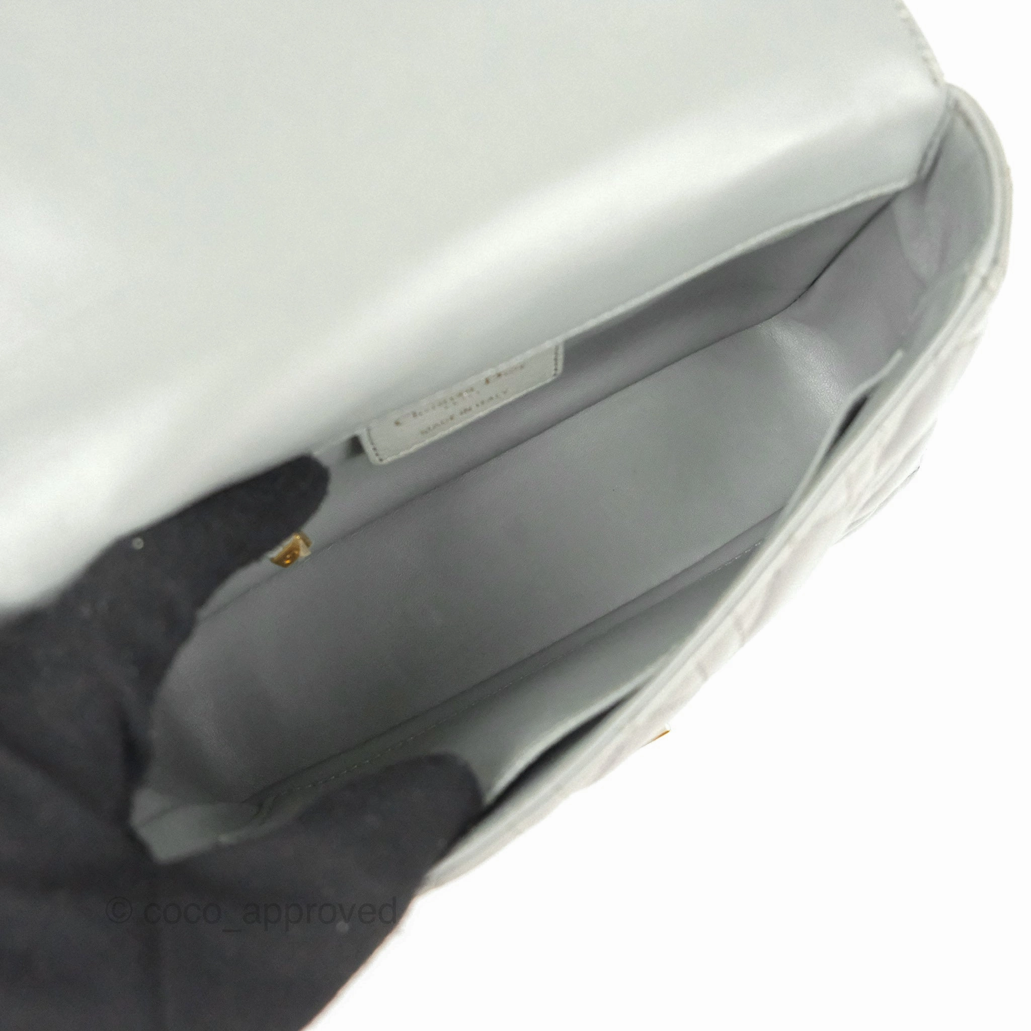 Dior Small Caro Bag Stone Gray Supple Cannage Calfskin