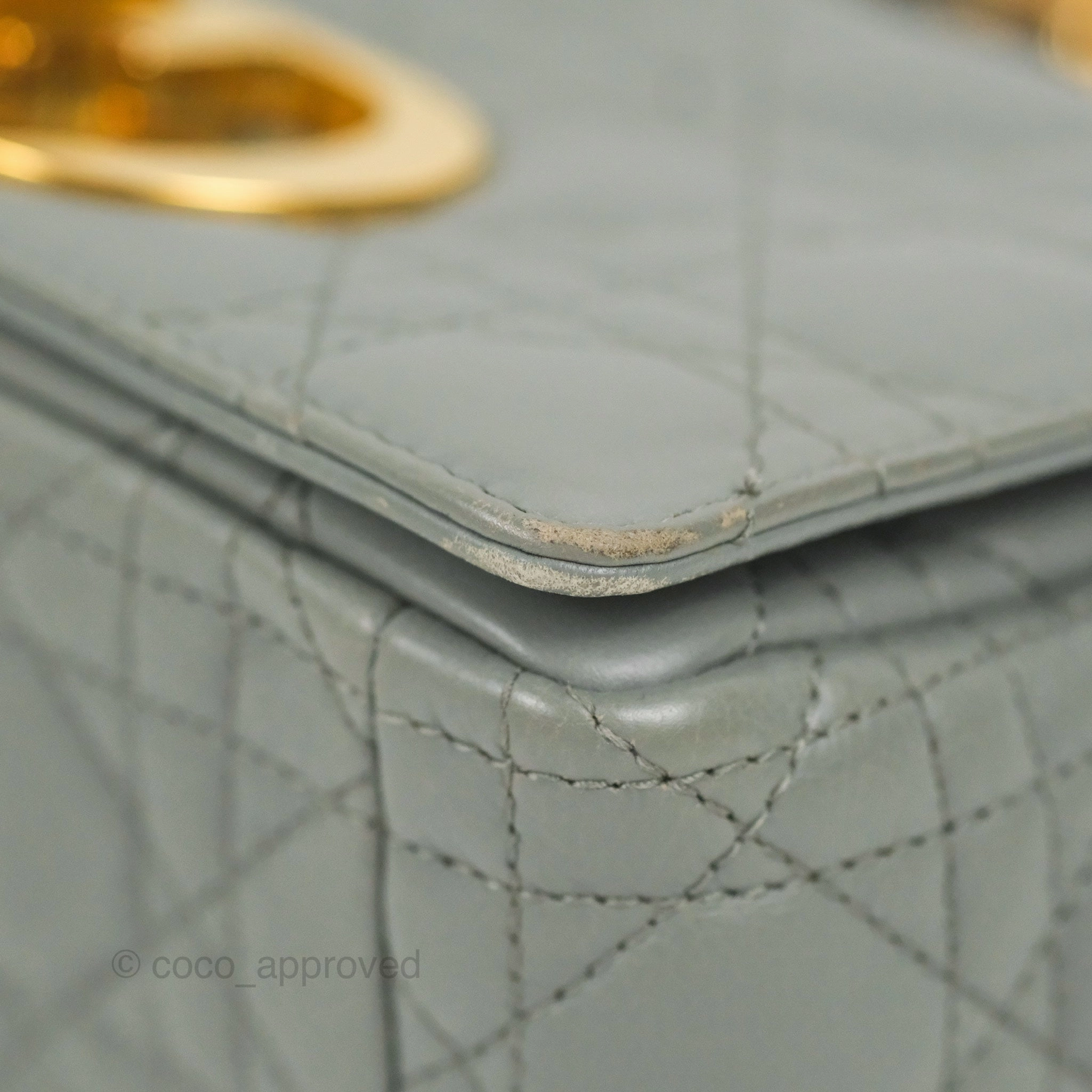 Dior Small Caro Bag Stone Gray Supple Cannage Calfskin