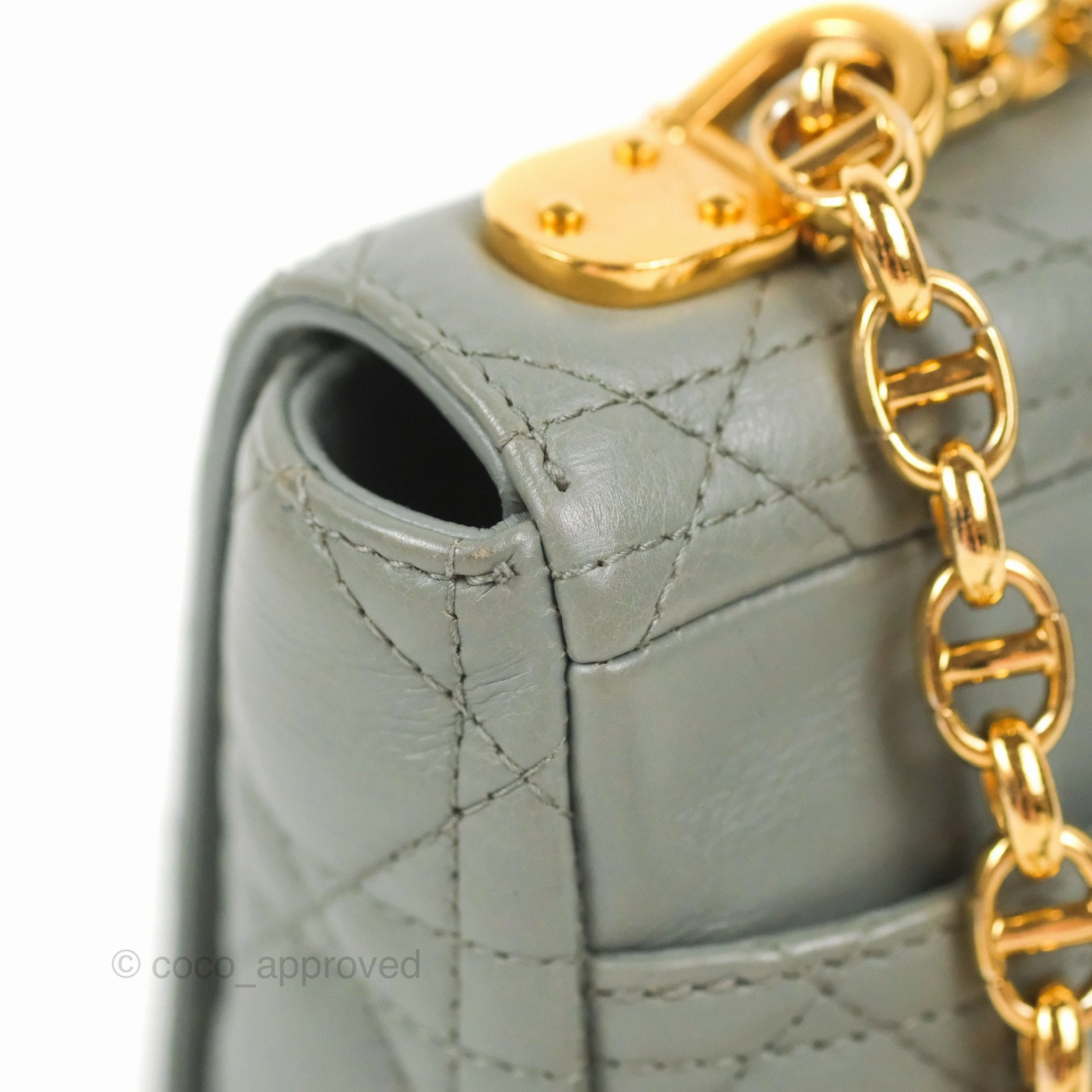Dior Small Caro Bag Stone Gray Supple Cannage Calfskin