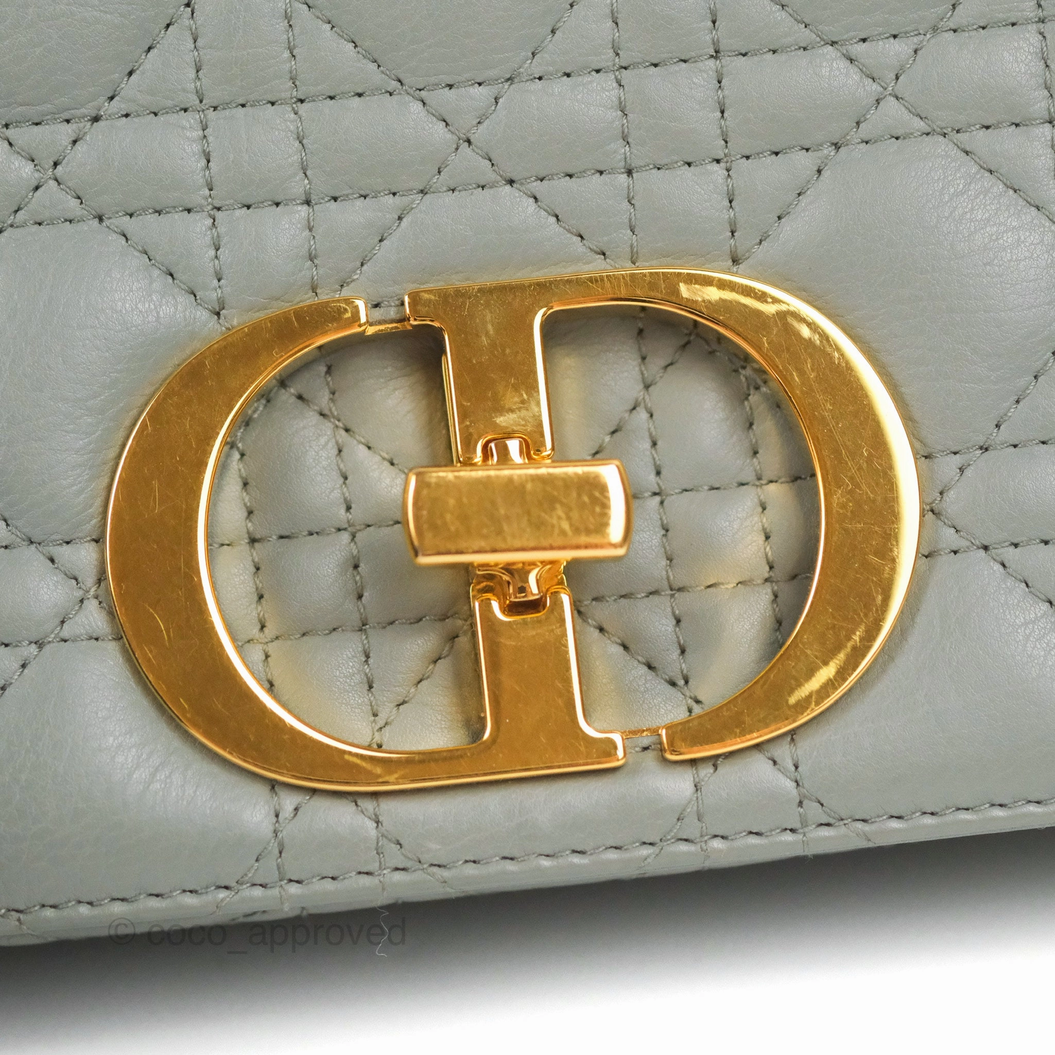 Dior Small Caro Bag Stone Gray Supple Cannage Calfskin