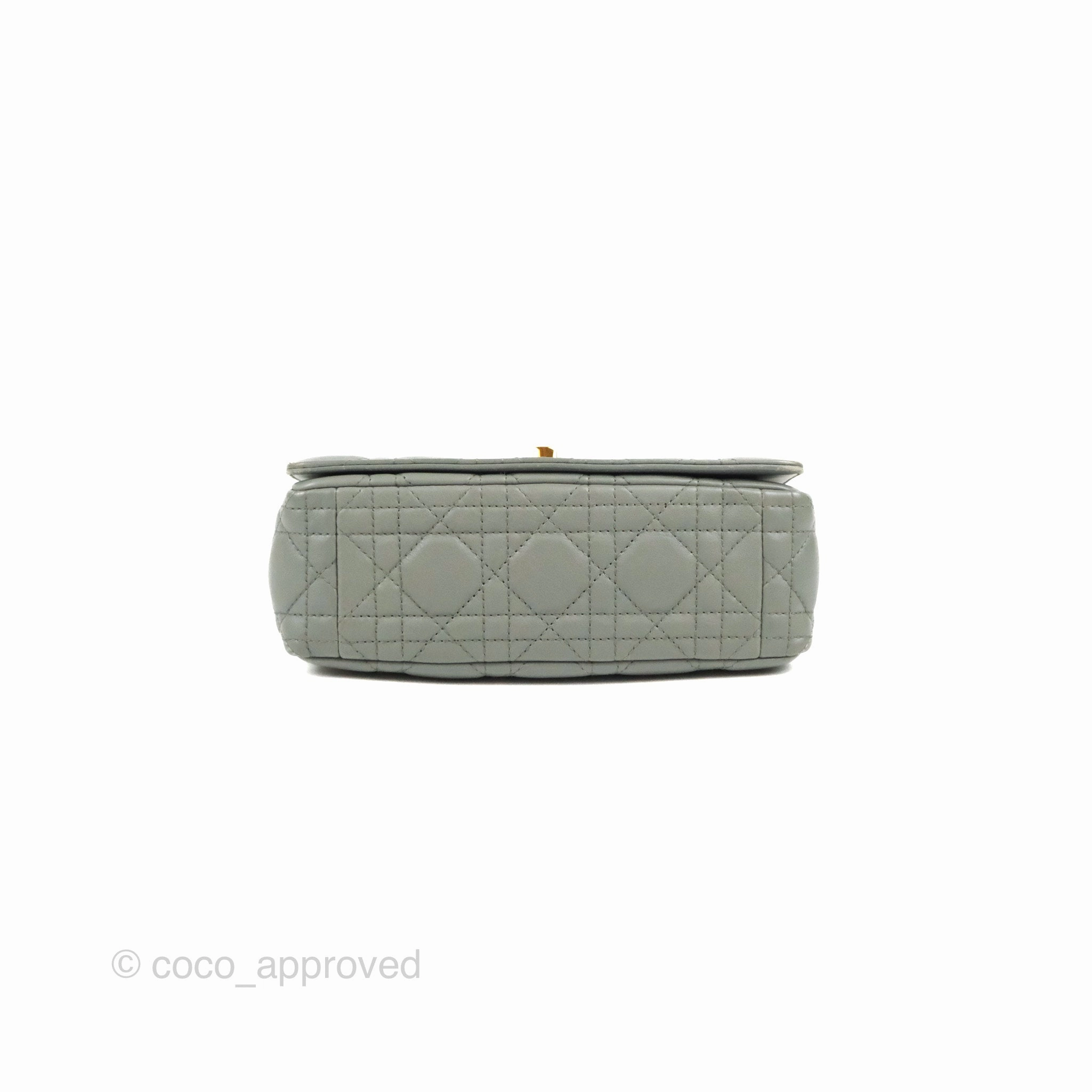 Dior Small Caro Bag Stone Gray Supple Cannage Calfskin