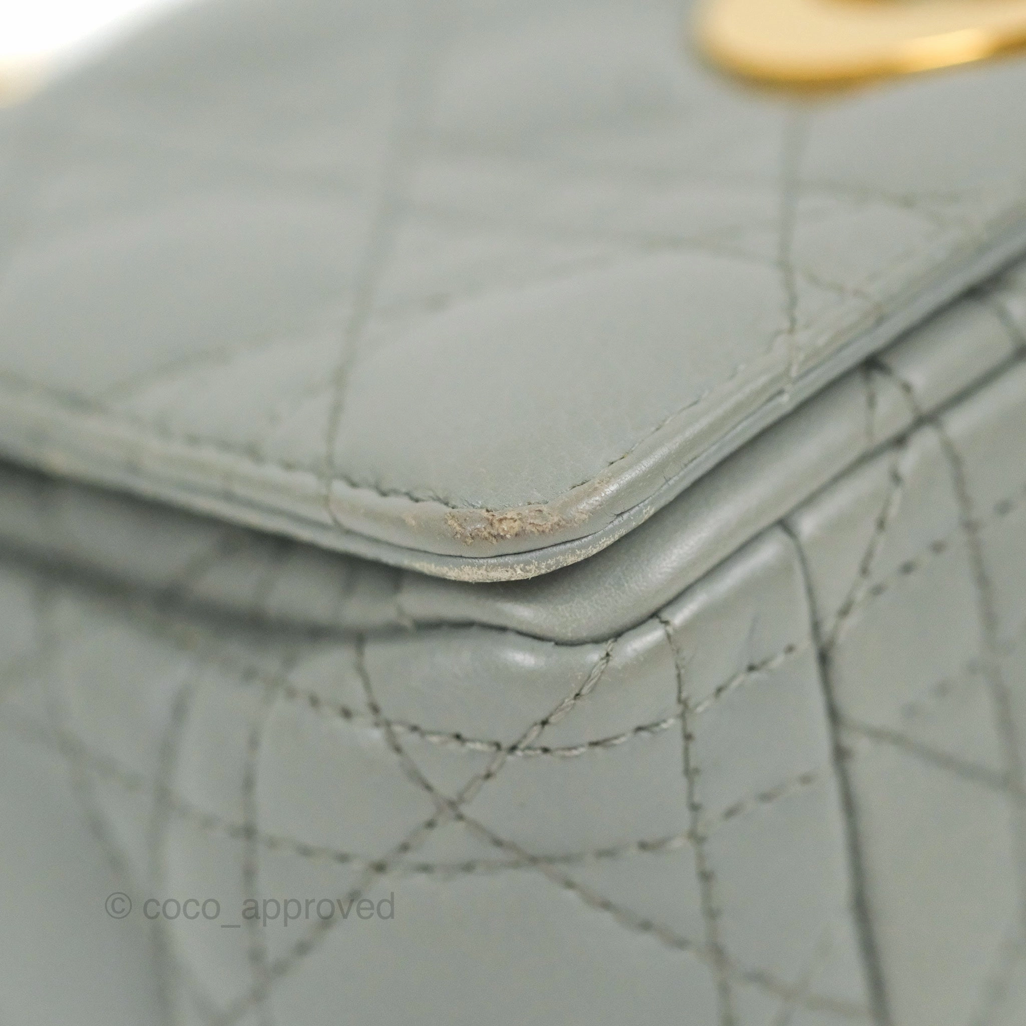 Dior Small Caro Bag Stone Gray Supple Cannage Calfskin