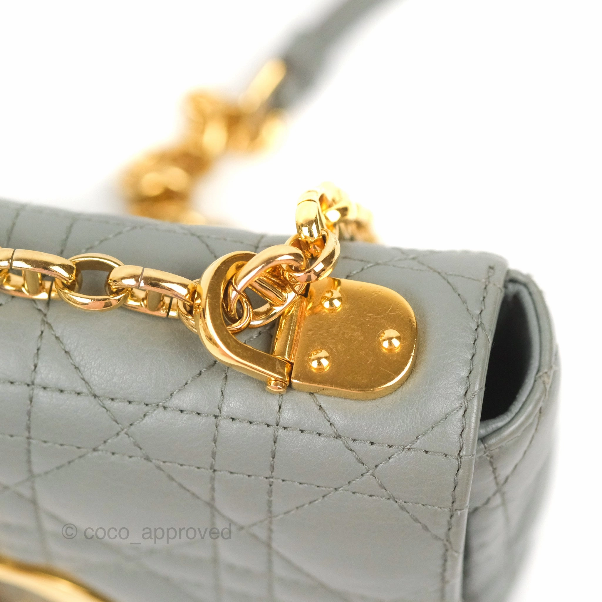 Dior Small Caro Bag Stone Gray Supple Cannage Calfskin