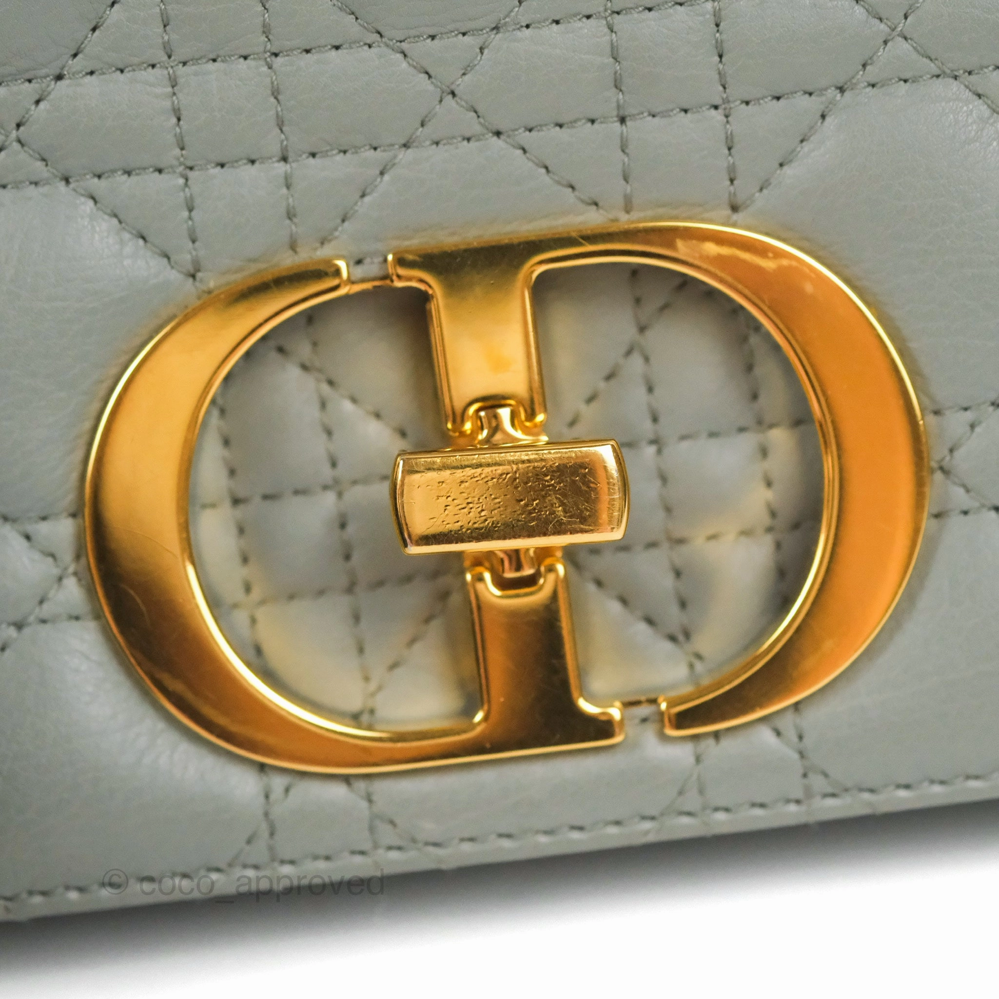 Dior Small Caro Bag Stone Gray Supple Cannage Calfskin