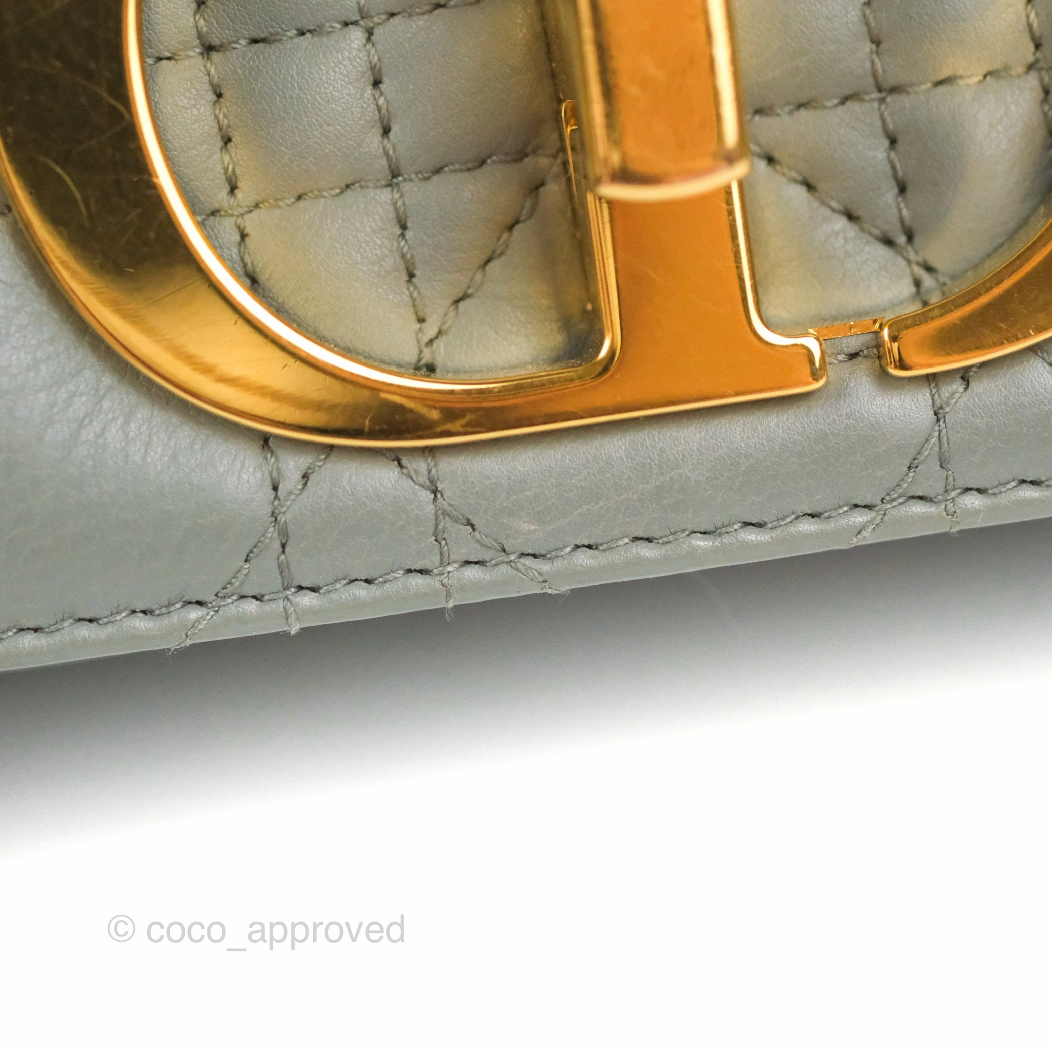 Dior Small Caro Bag Stone Gray Supple Cannage Calfskin