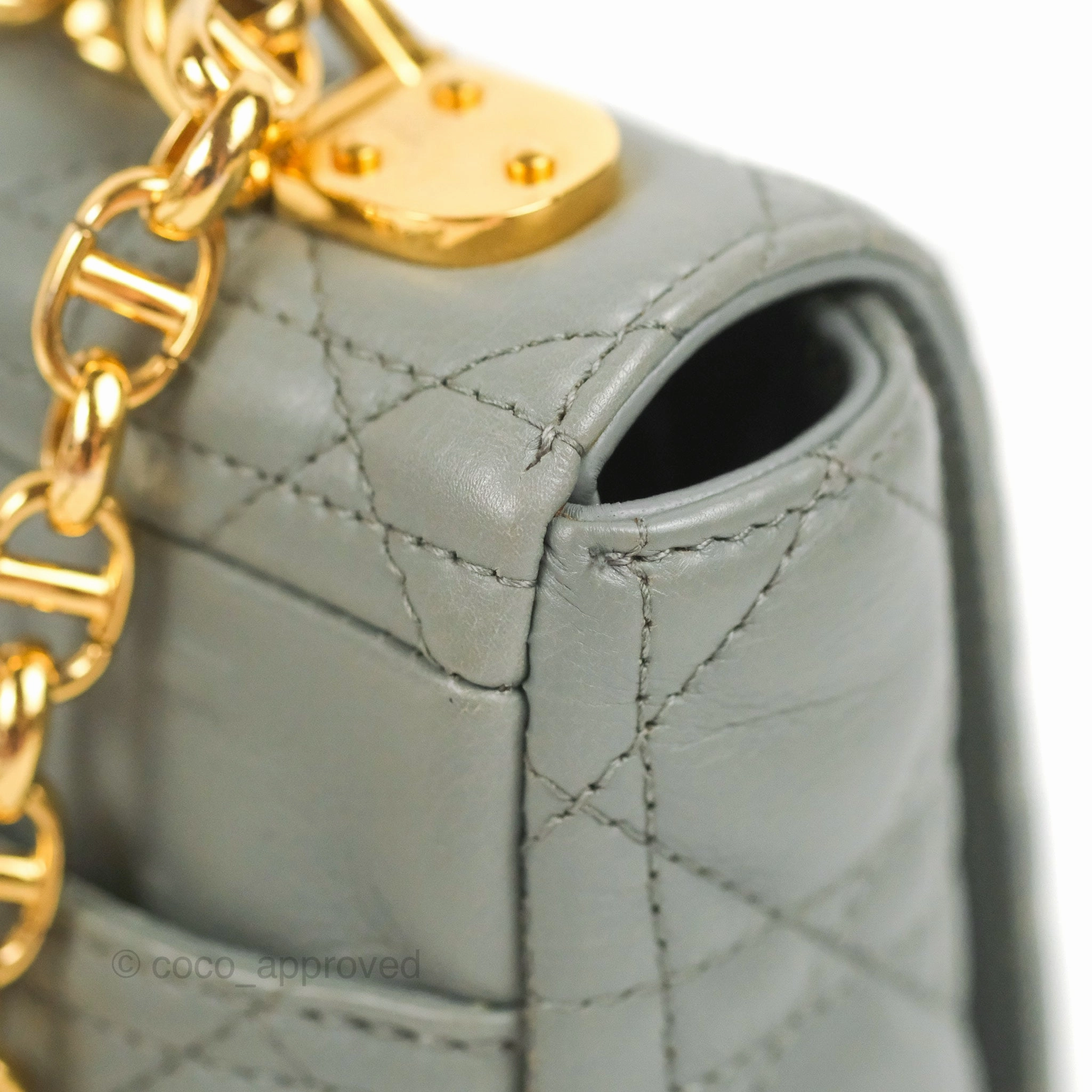 Dior Small Caro Bag Stone Gray Supple Cannage Calfskin