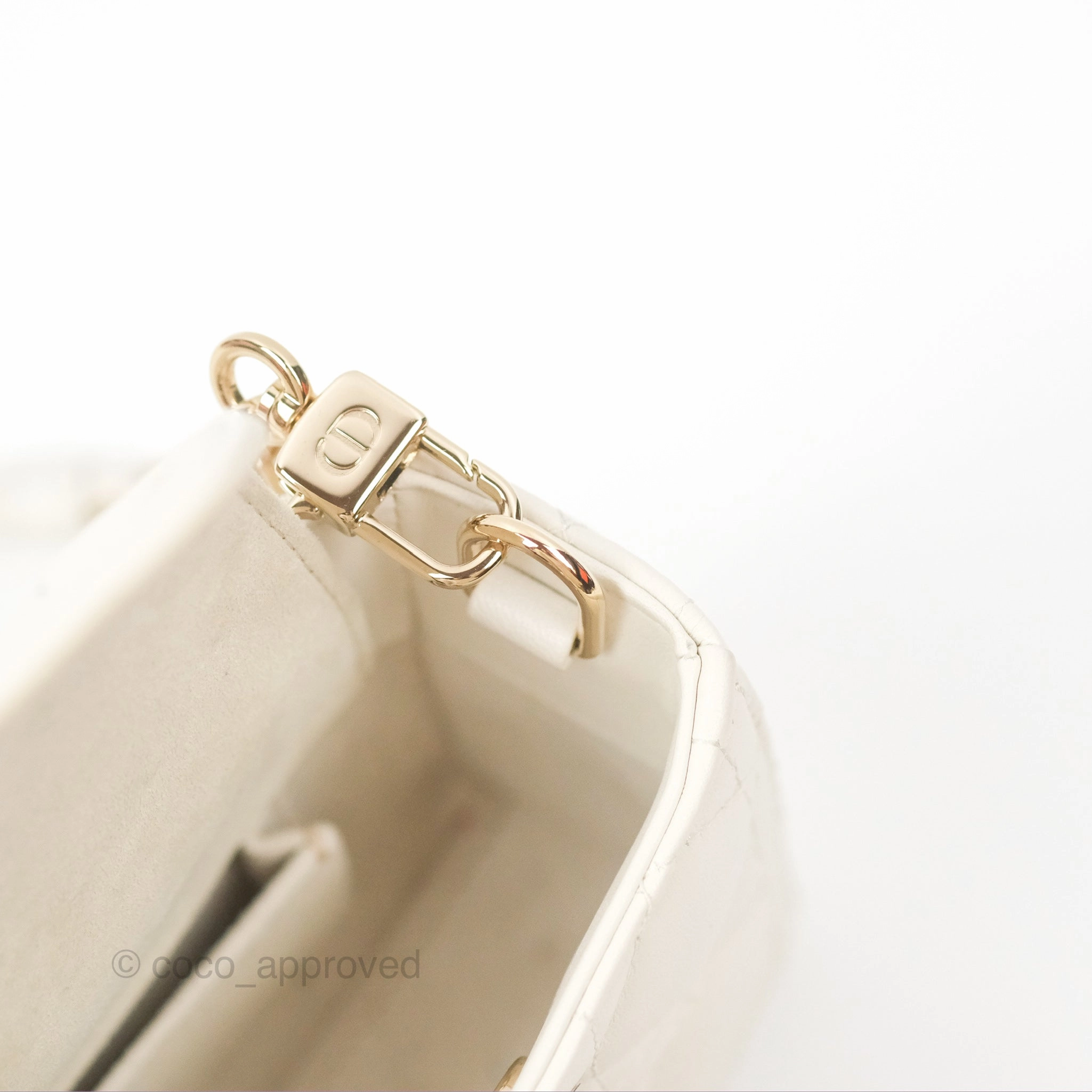Dior Small Lady D-Joy Bag Ivory White Lambskin Cannage Gold Hardware
