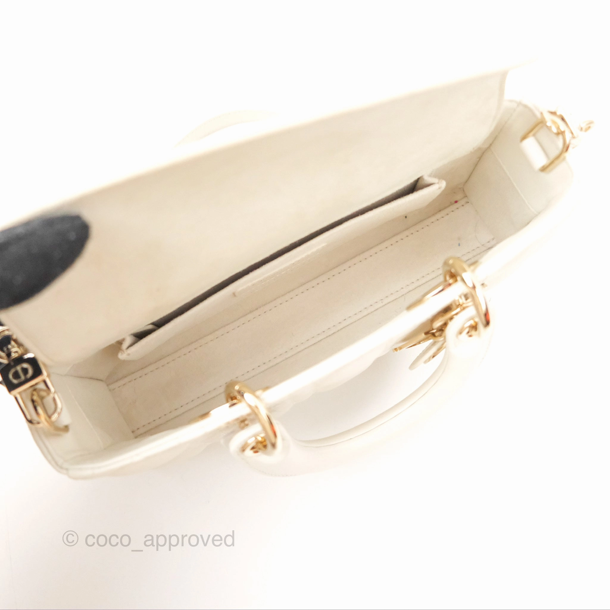 Dior Small Lady D-Joy Bag Ivory White Lambskin Cannage Gold Hardware