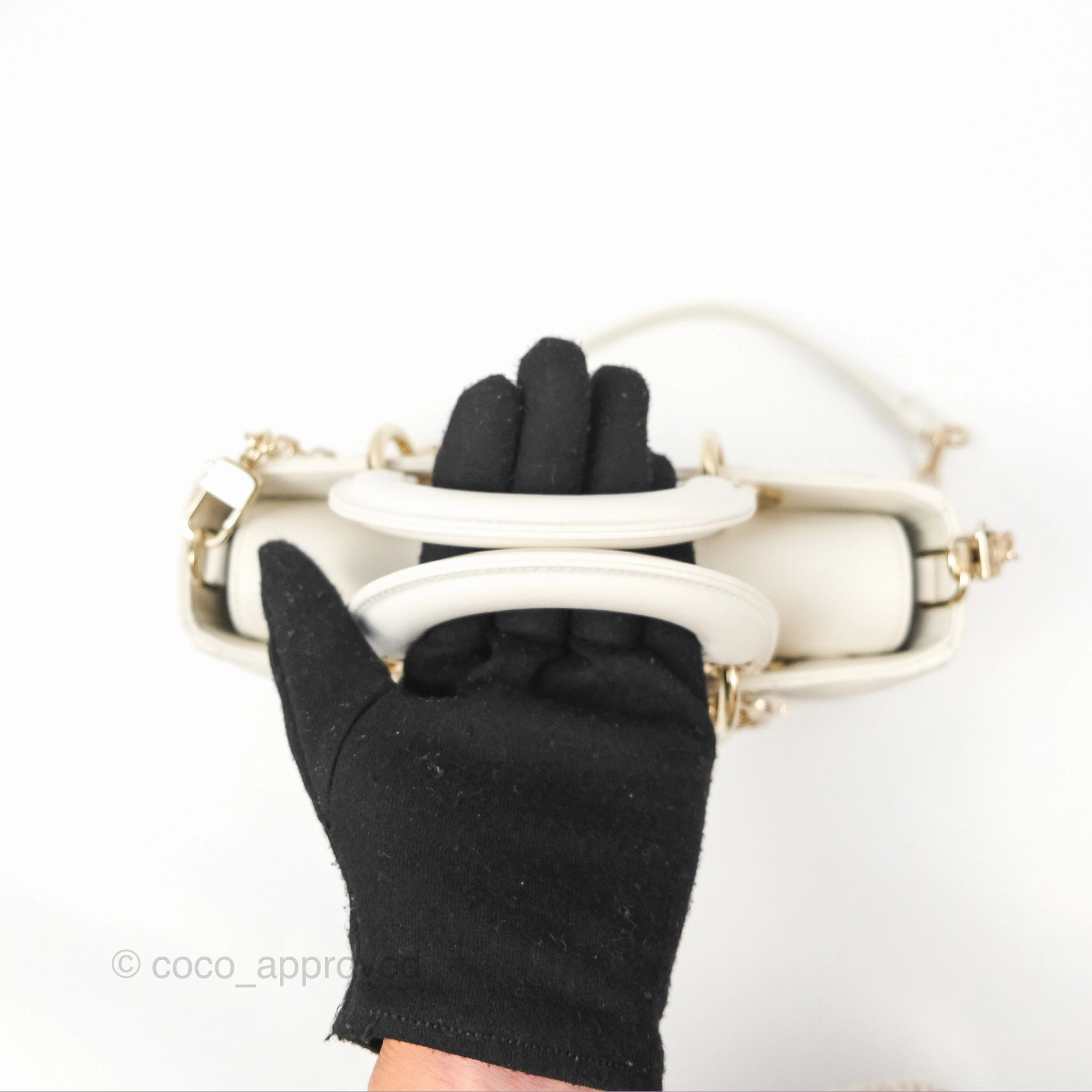 Dior Small Lady D-Joy Bag Ivory White Lambskin Cannage Gold Hardware