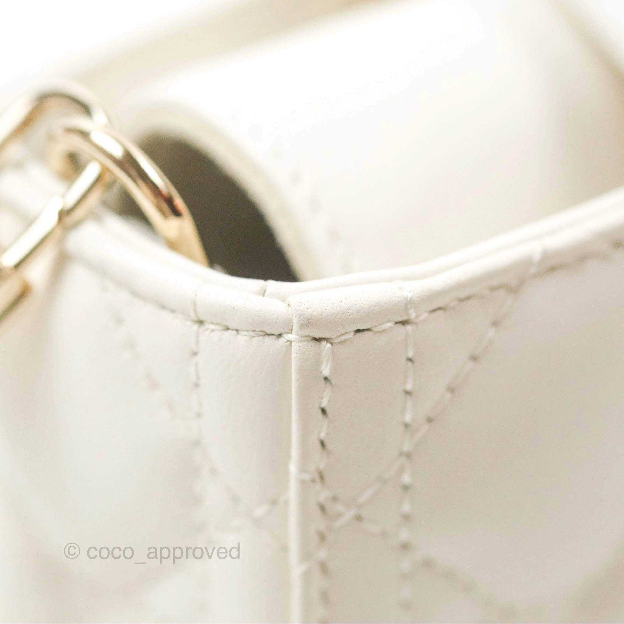 Dior Small Lady D-Joy Bag Ivory White Lambskin Cannage Gold Hardware