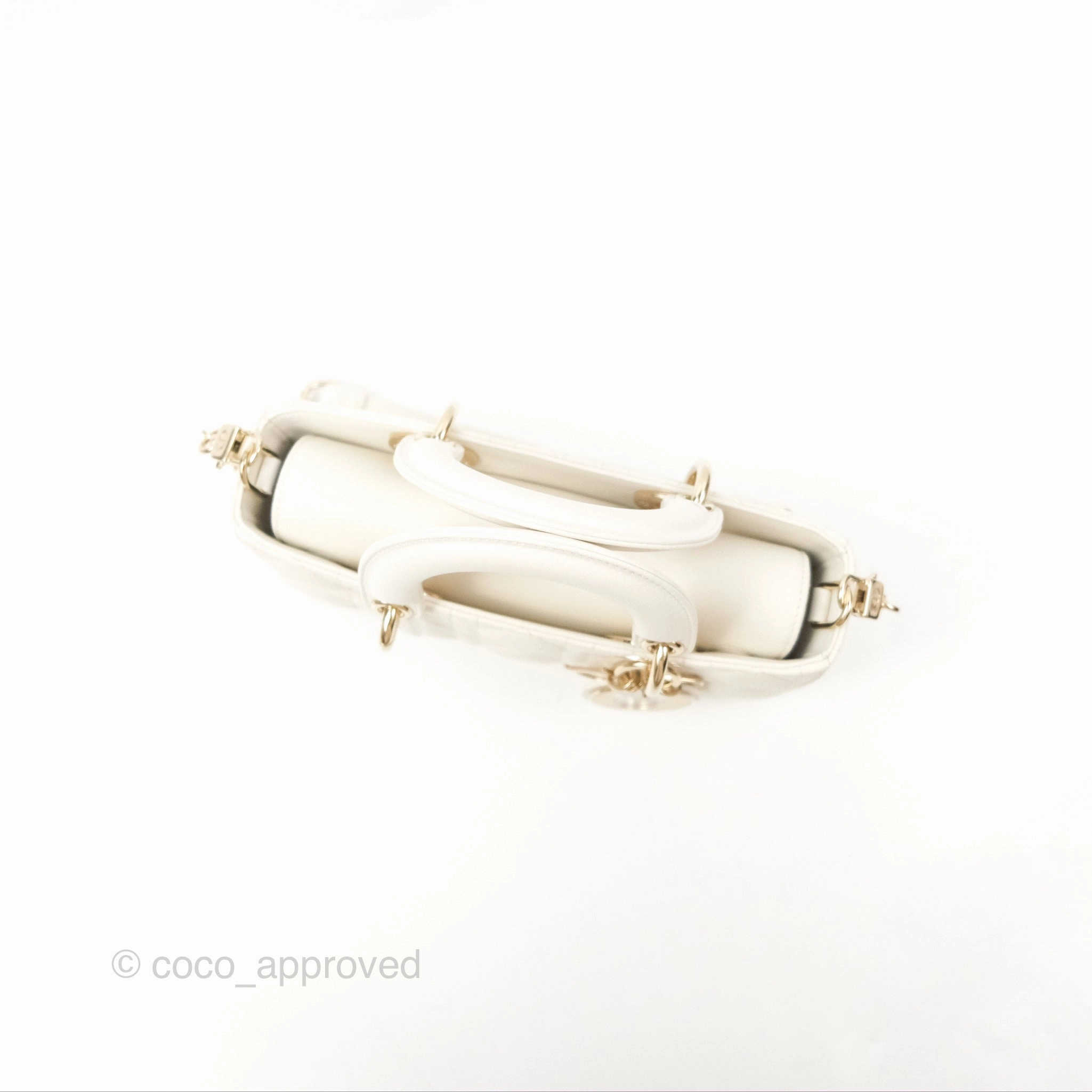 Dior Small Lady D-Joy Bag Ivory White Lambskin Cannage Gold Hardware