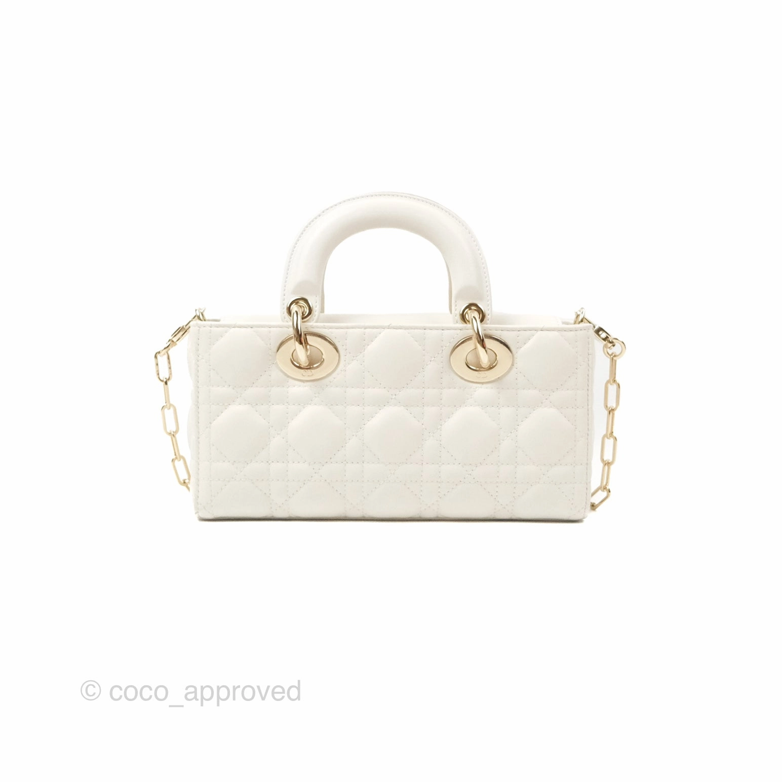 Dior Small Lady D-Joy Bag Ivory White Lambskin Cannage Gold Hardware