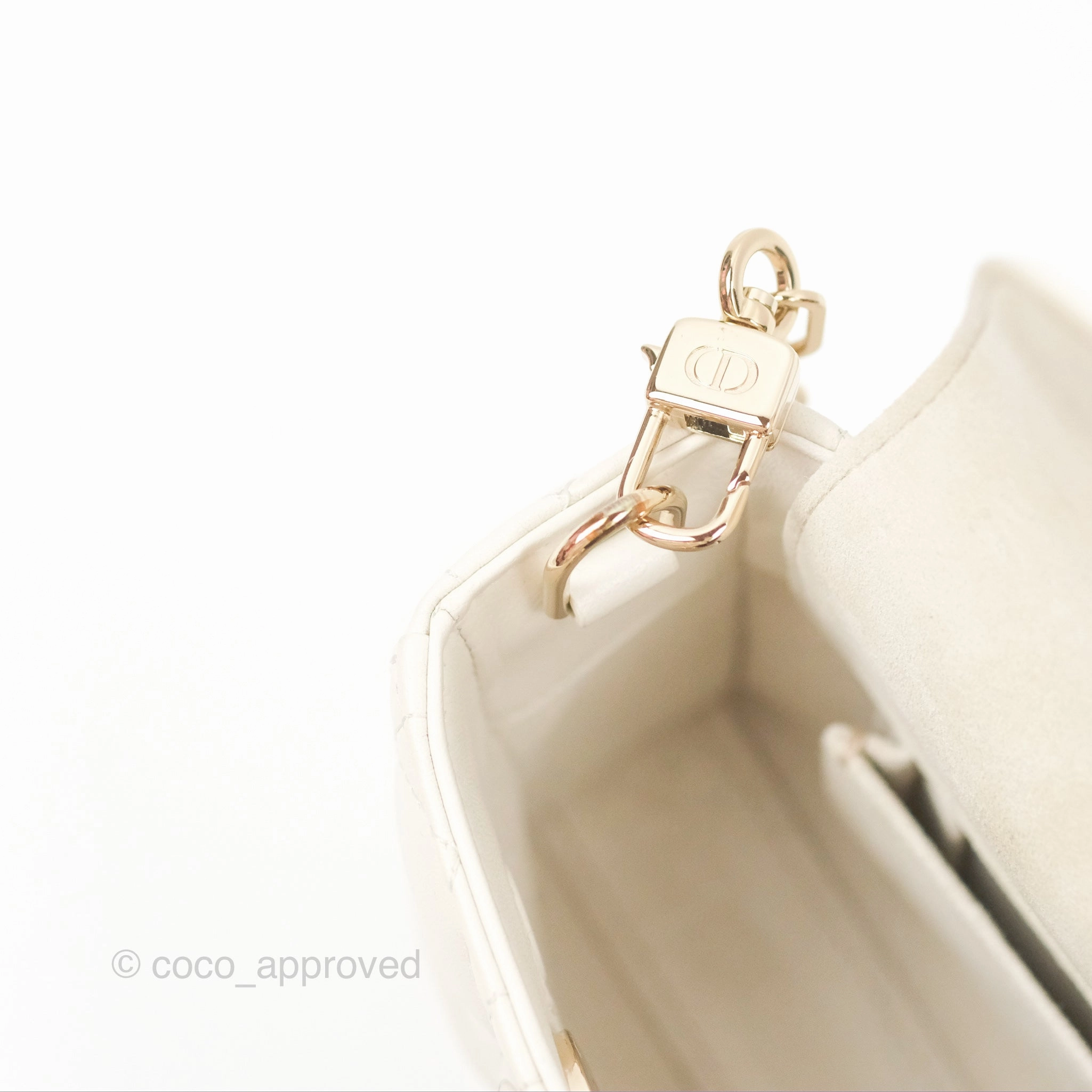 Dior Small Lady D-Joy Bag Ivory White Lambskin Cannage Gold Hardware