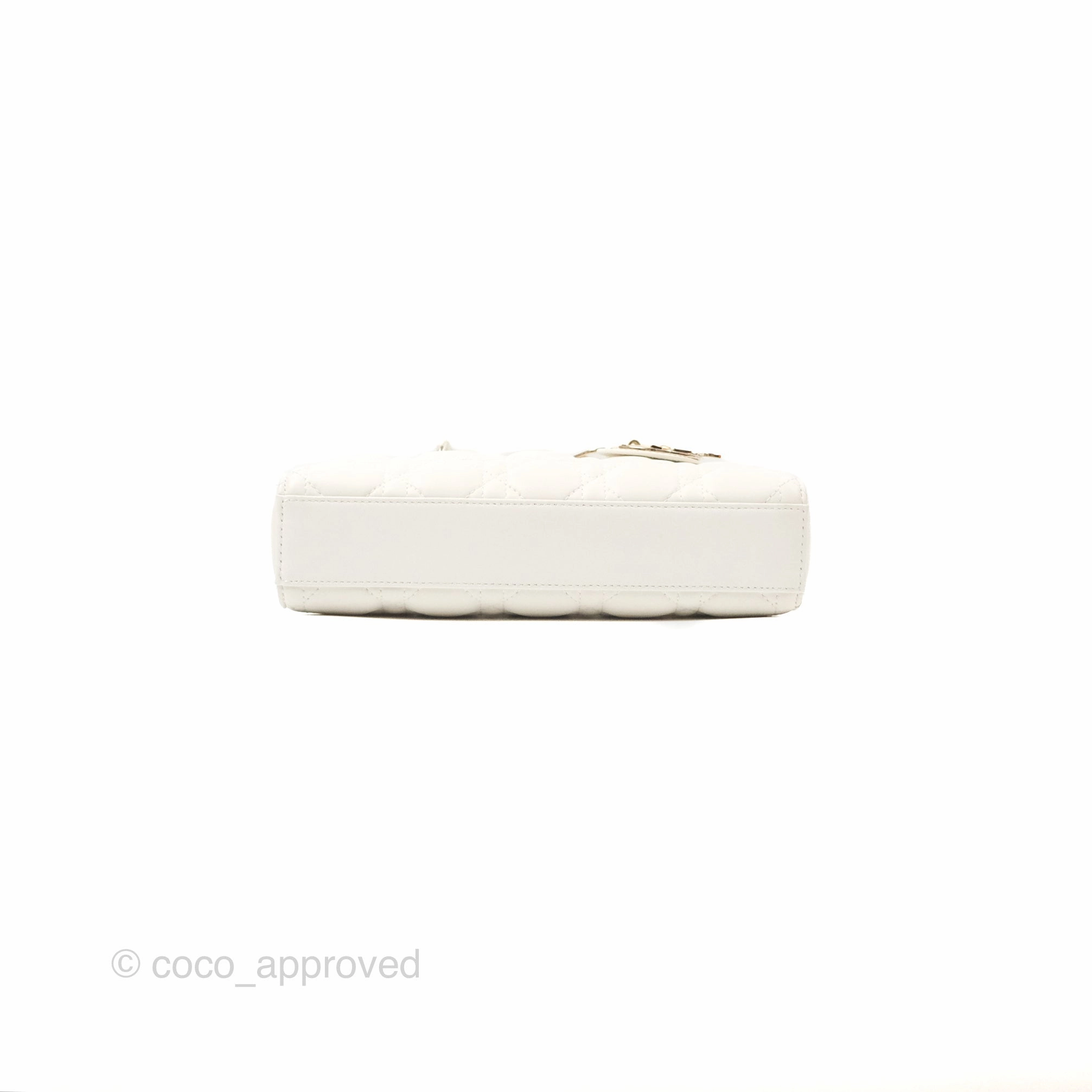 Dior Small Lady D-Joy Bag Ivory White Lambskin Cannage Gold Hardware