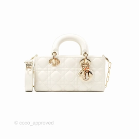 Dior Small Lady D-Joy Bag Ivory White Lambskin Cannage Gold Hardware