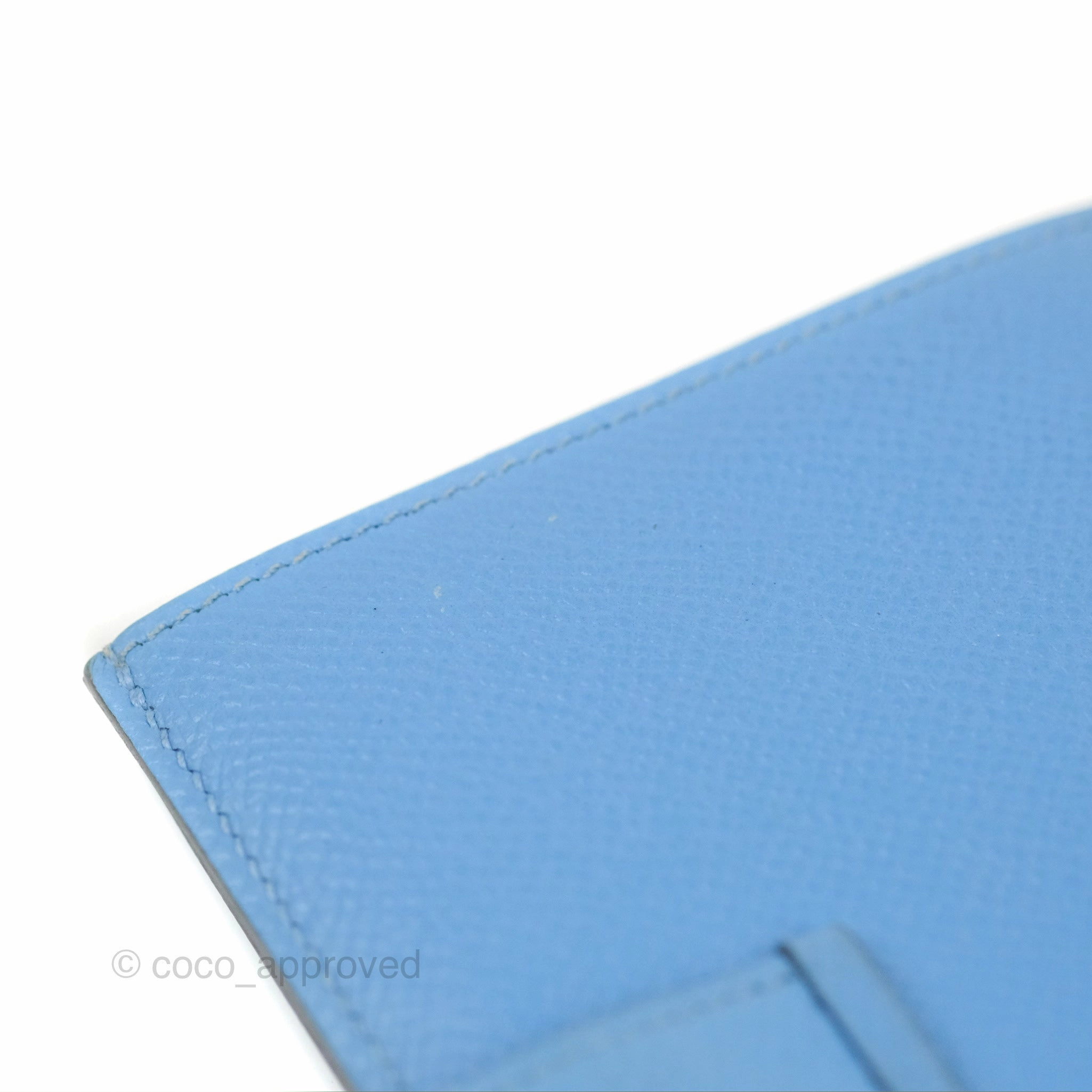 Hermes Bearn Compact Wallet Blue Epsom Palladium Hardware