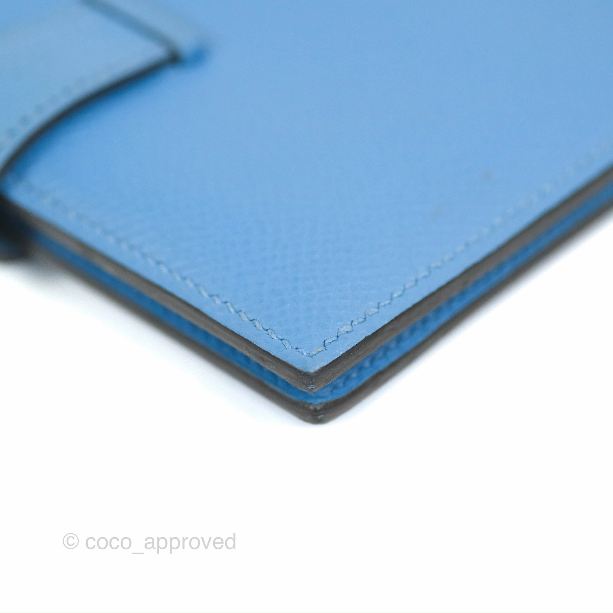 Hermes Bearn Compact Wallet Blue Epsom Palladium Hardware