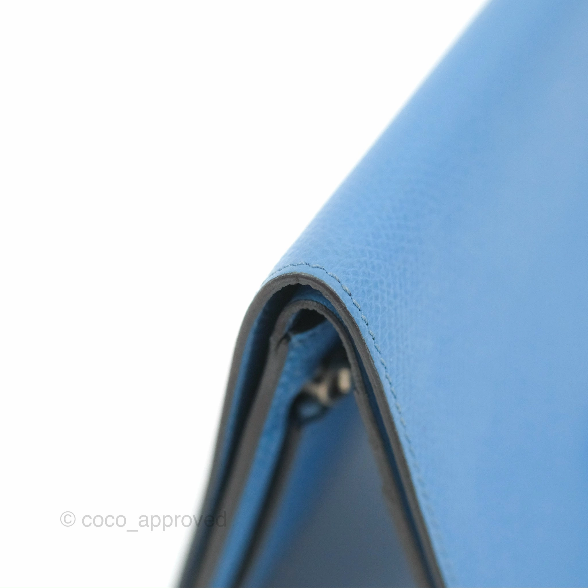 Hermes Bearn Compact Wallet Blue Epsom Palladium Hardware