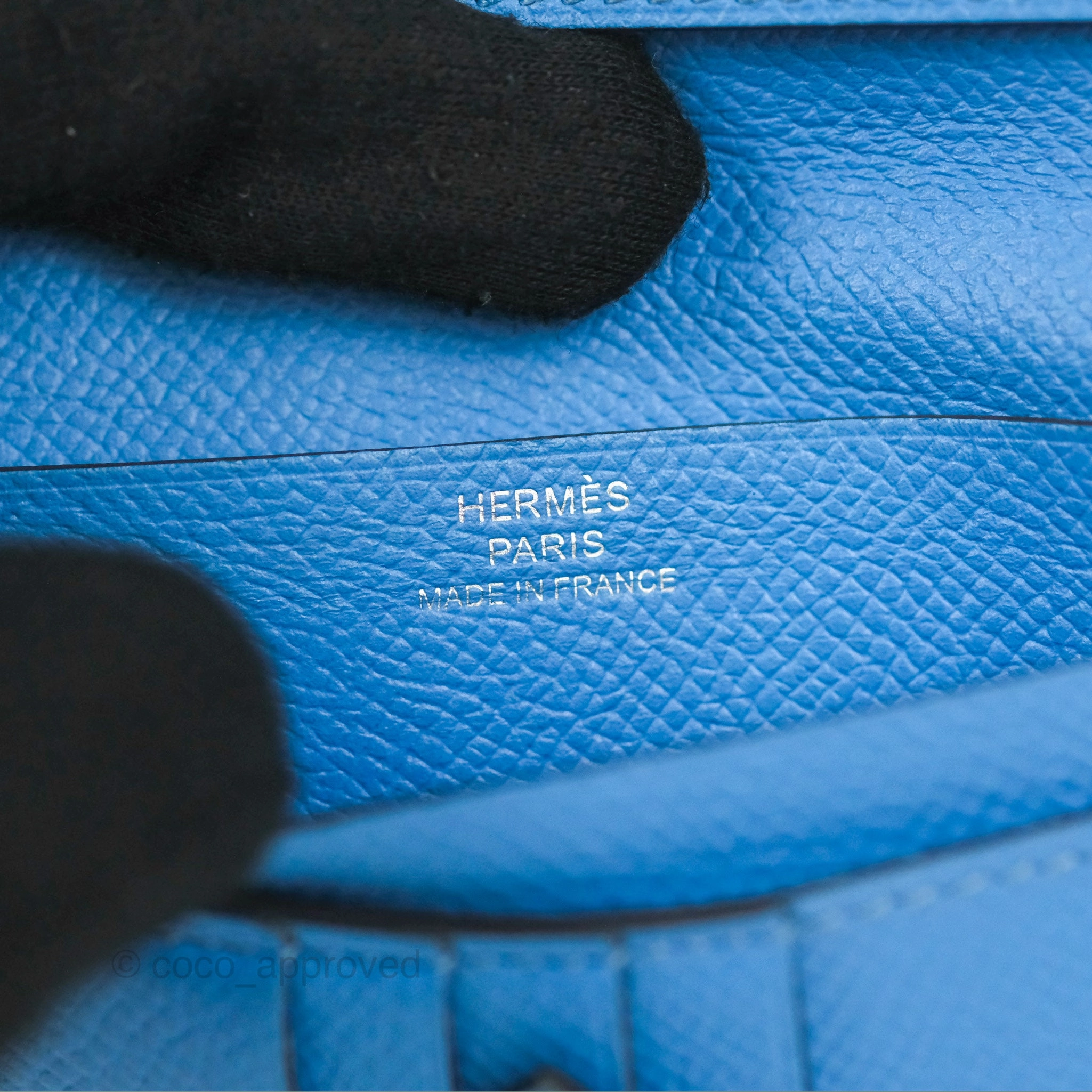 Hermes Bearn Compact Wallet Blue Epsom Palladium Hardware