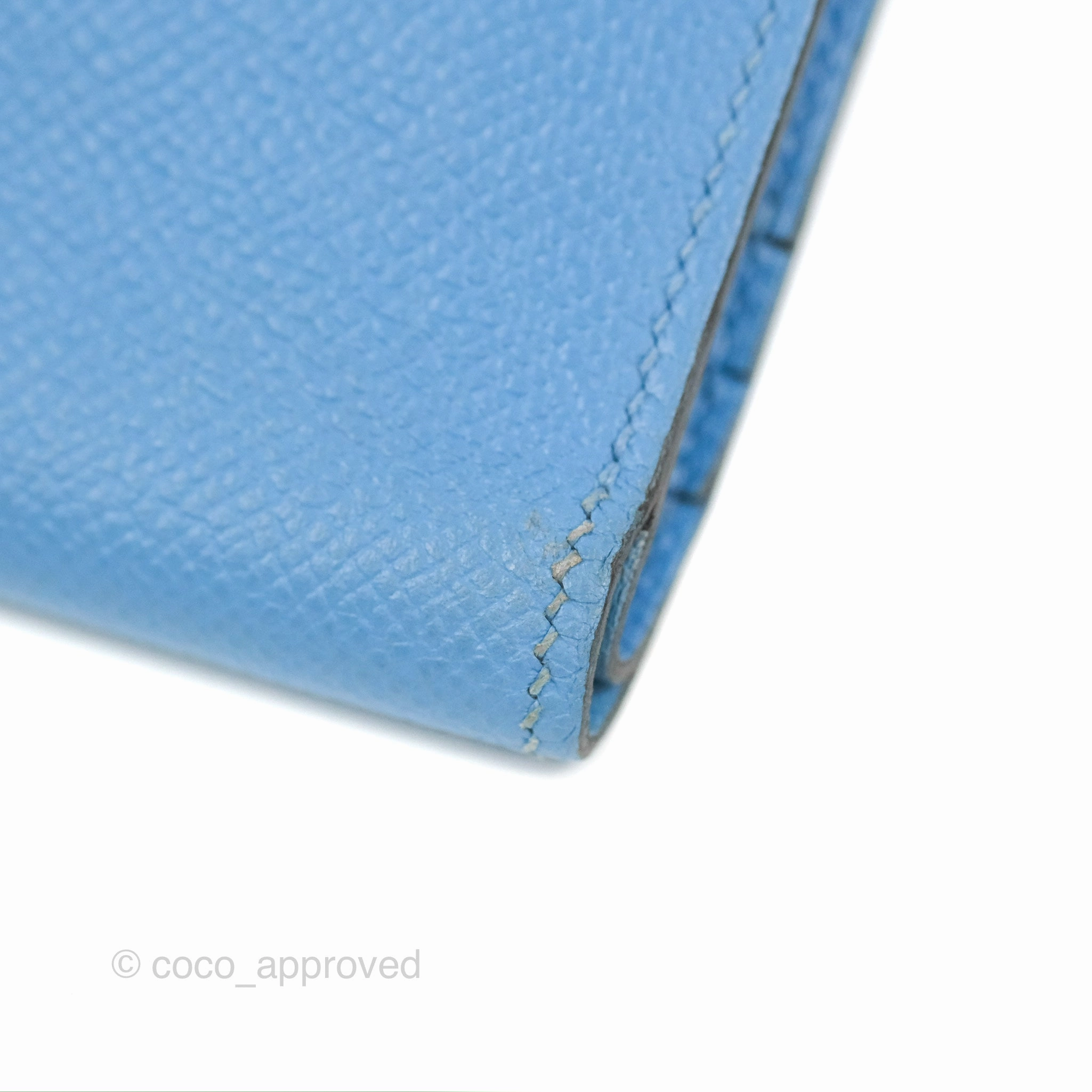 Hermes Bearn Compact Wallet Blue Epsom Palladium Hardware