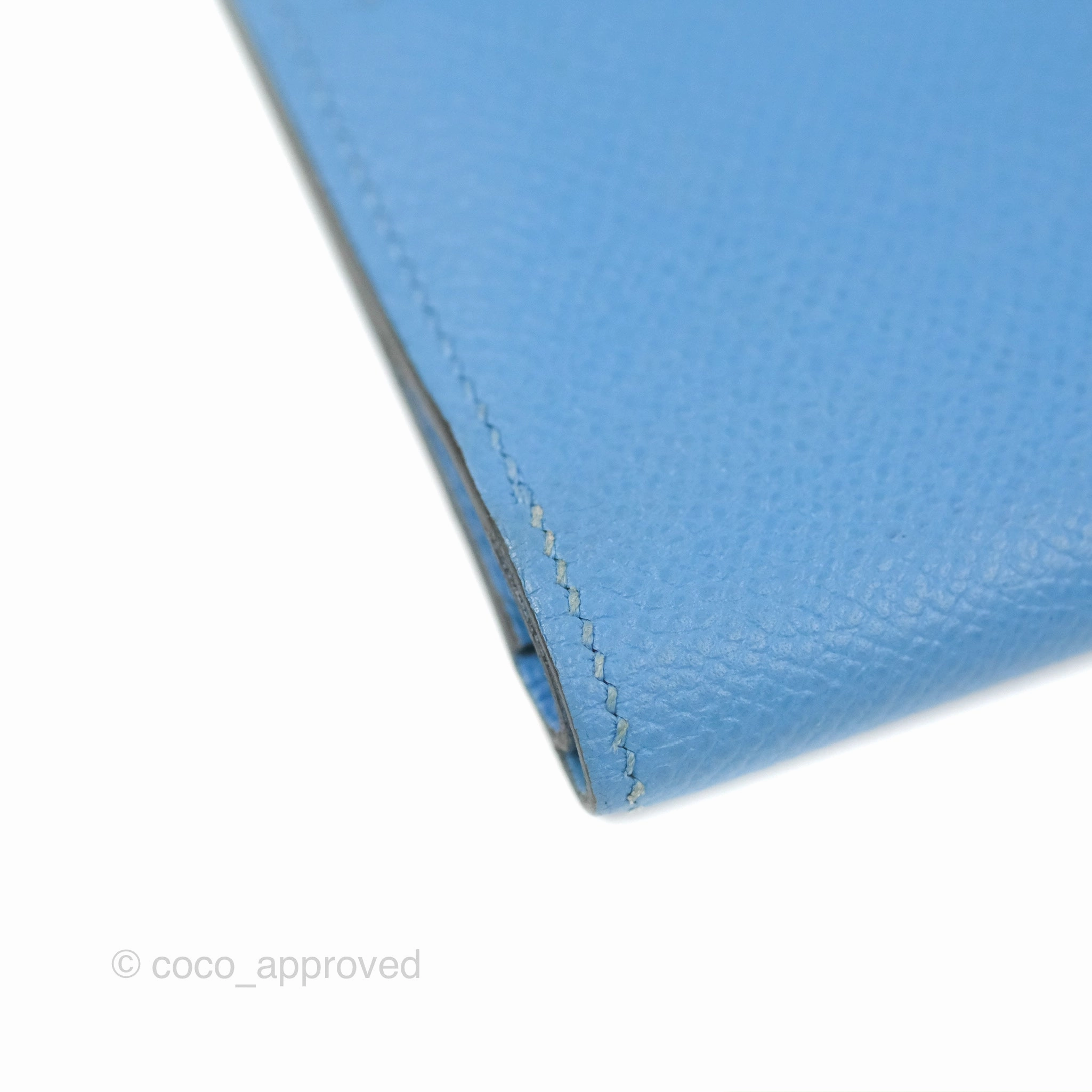 Hermes Bearn Compact Wallet Blue Epsom Palladium Hardware