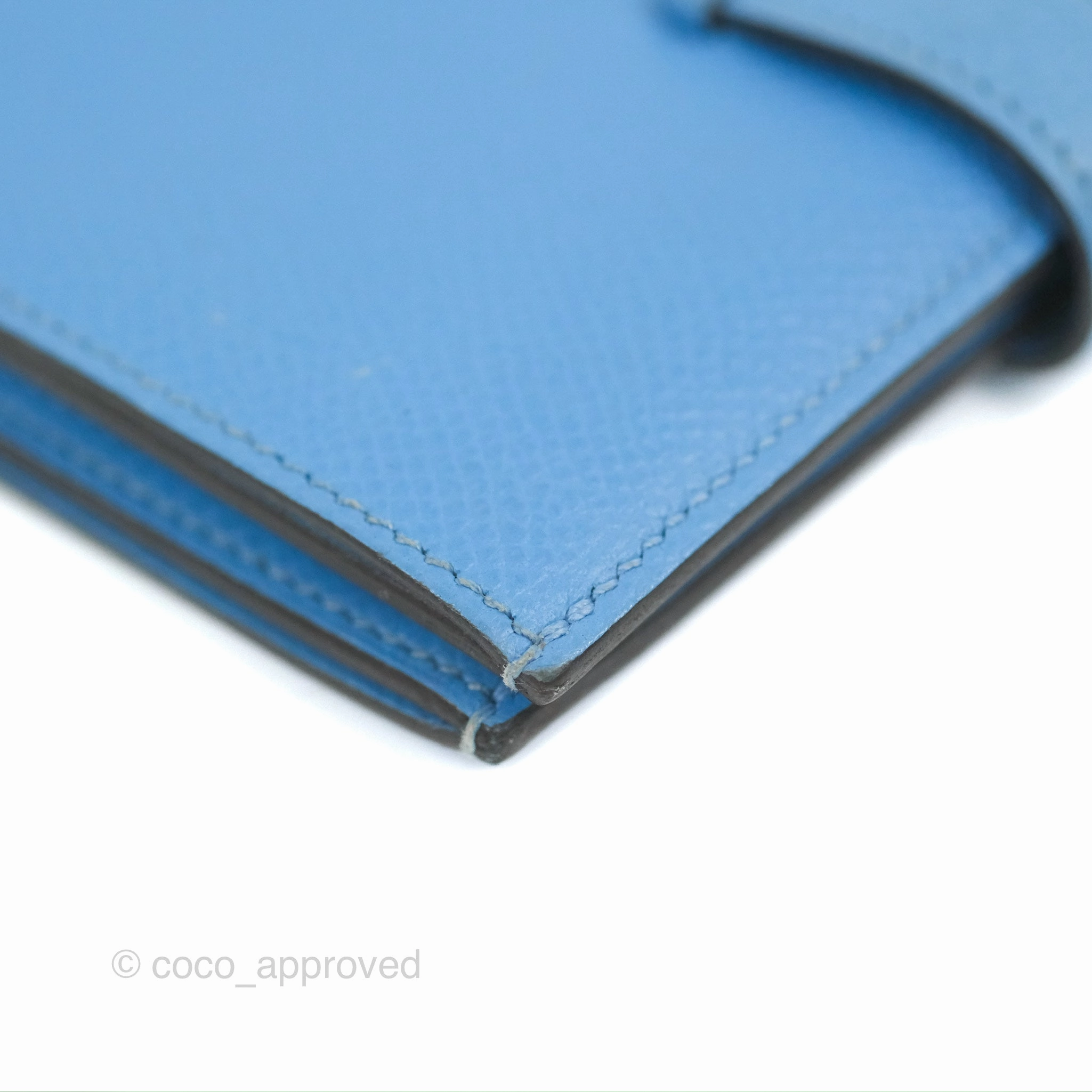 Hermes Bearn Compact Wallet Blue Epsom Palladium Hardware