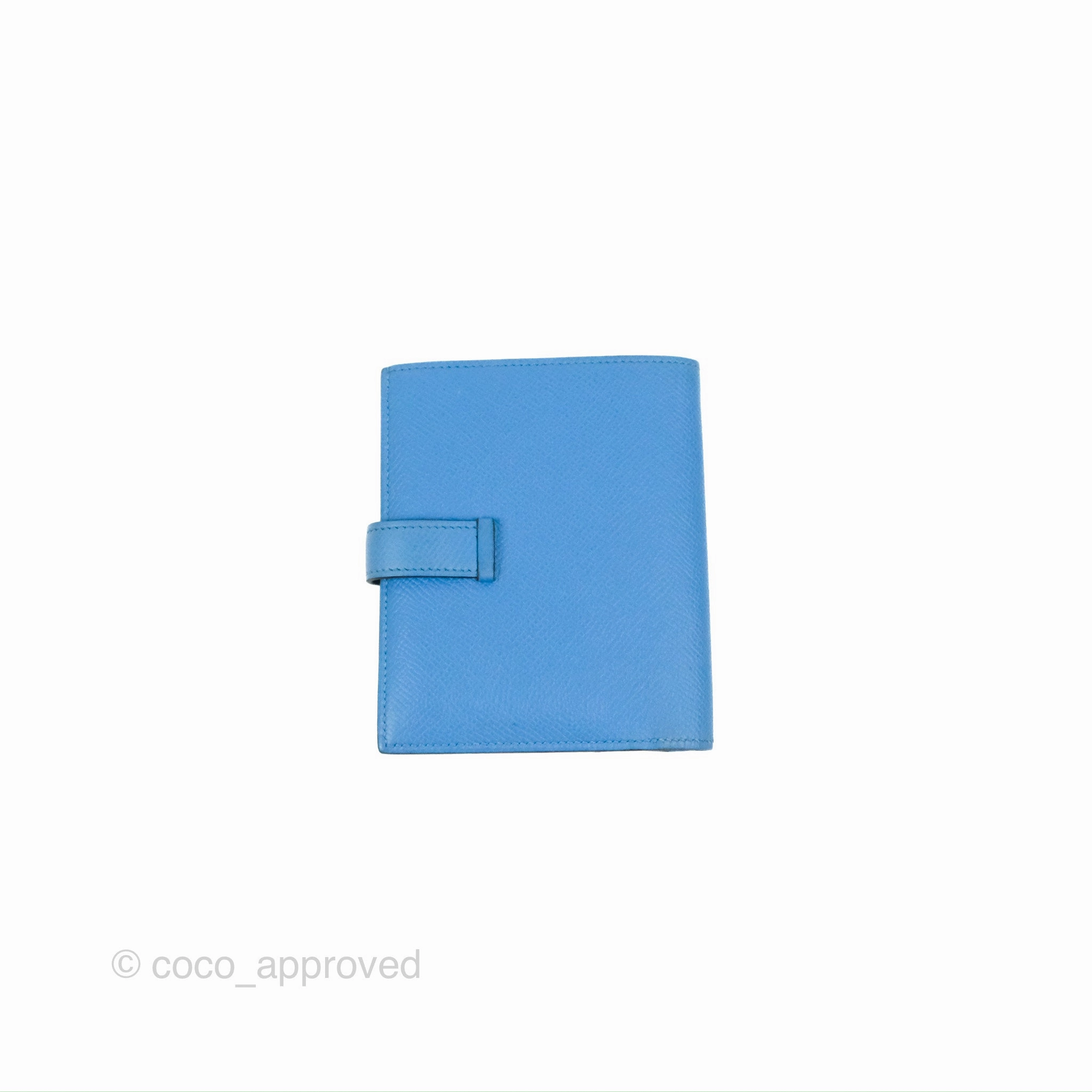 Hermes Bearn Compact Wallet Blue Epsom Palladium Hardware