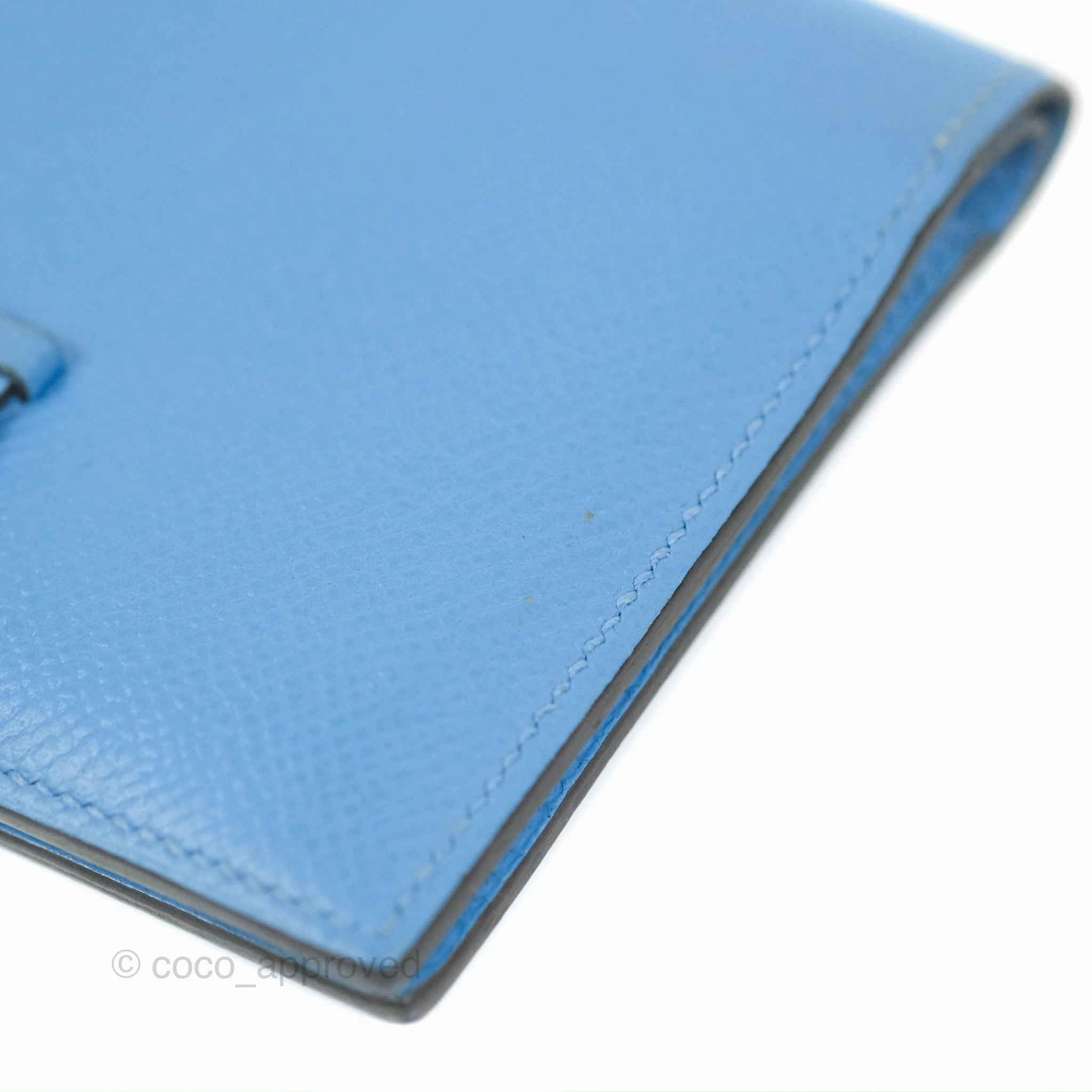 Hermes Bearn Compact Wallet Blue Epsom Palladium Hardware
