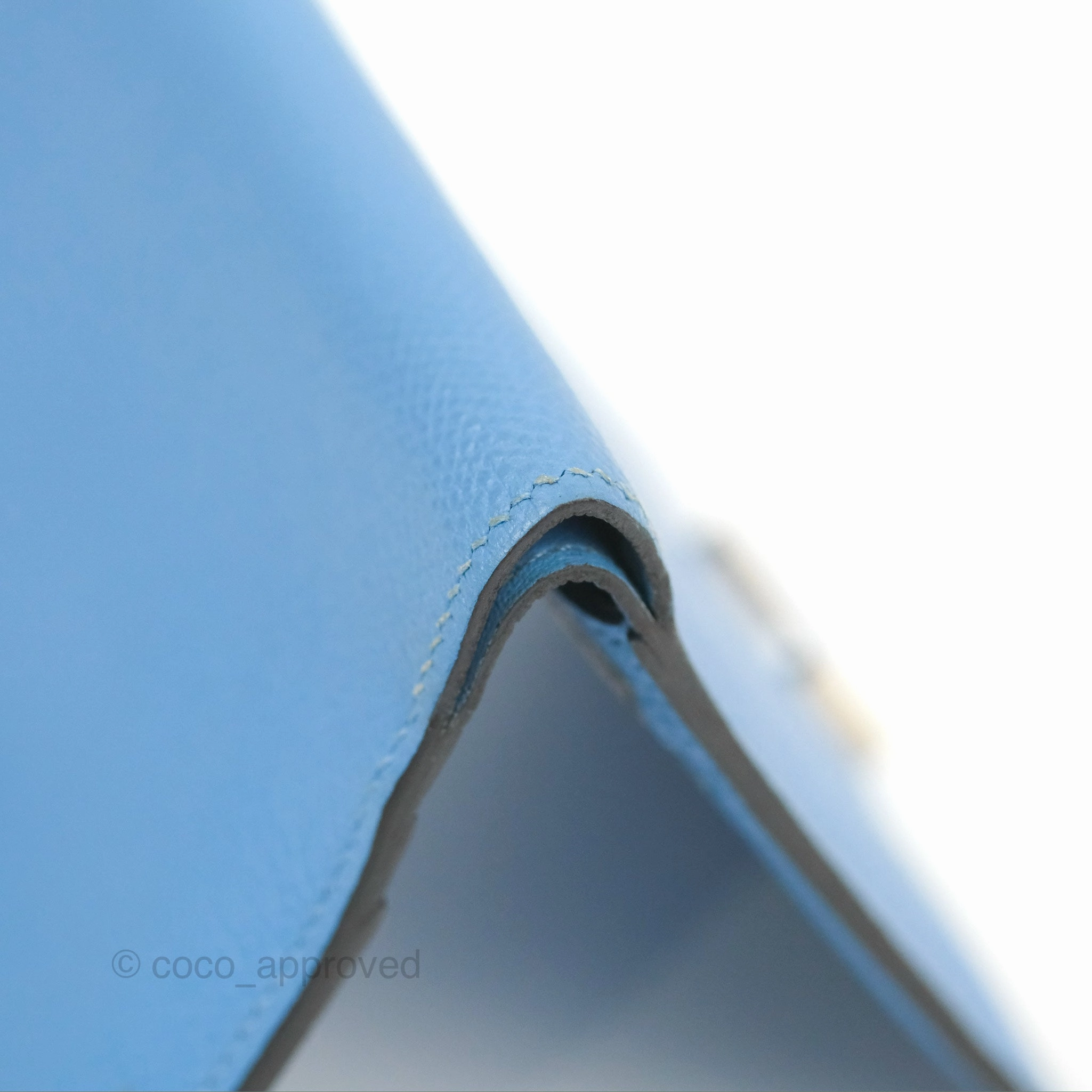 Hermes Bearn Compact Wallet Blue Epsom Palladium Hardware
