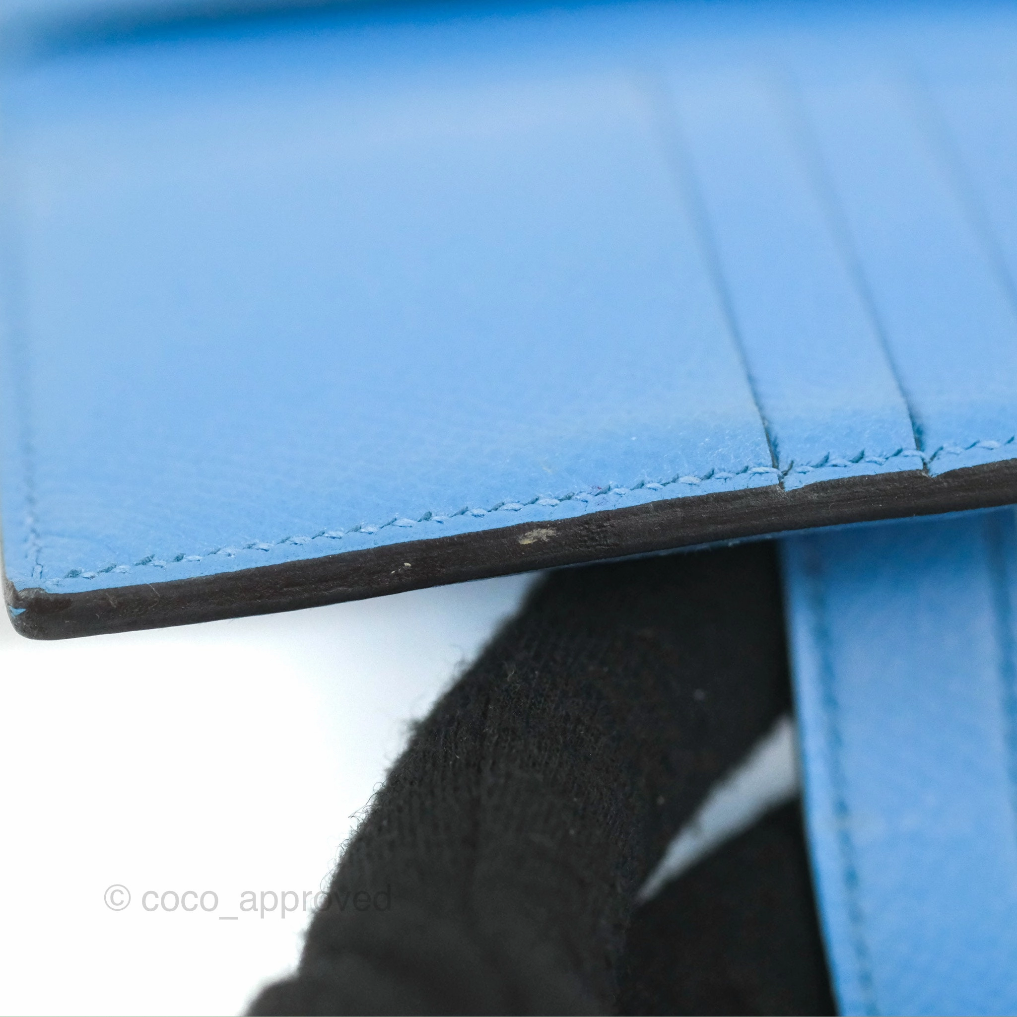 Hermes Bearn Compact Wallet Blue Epsom Palladium Hardware