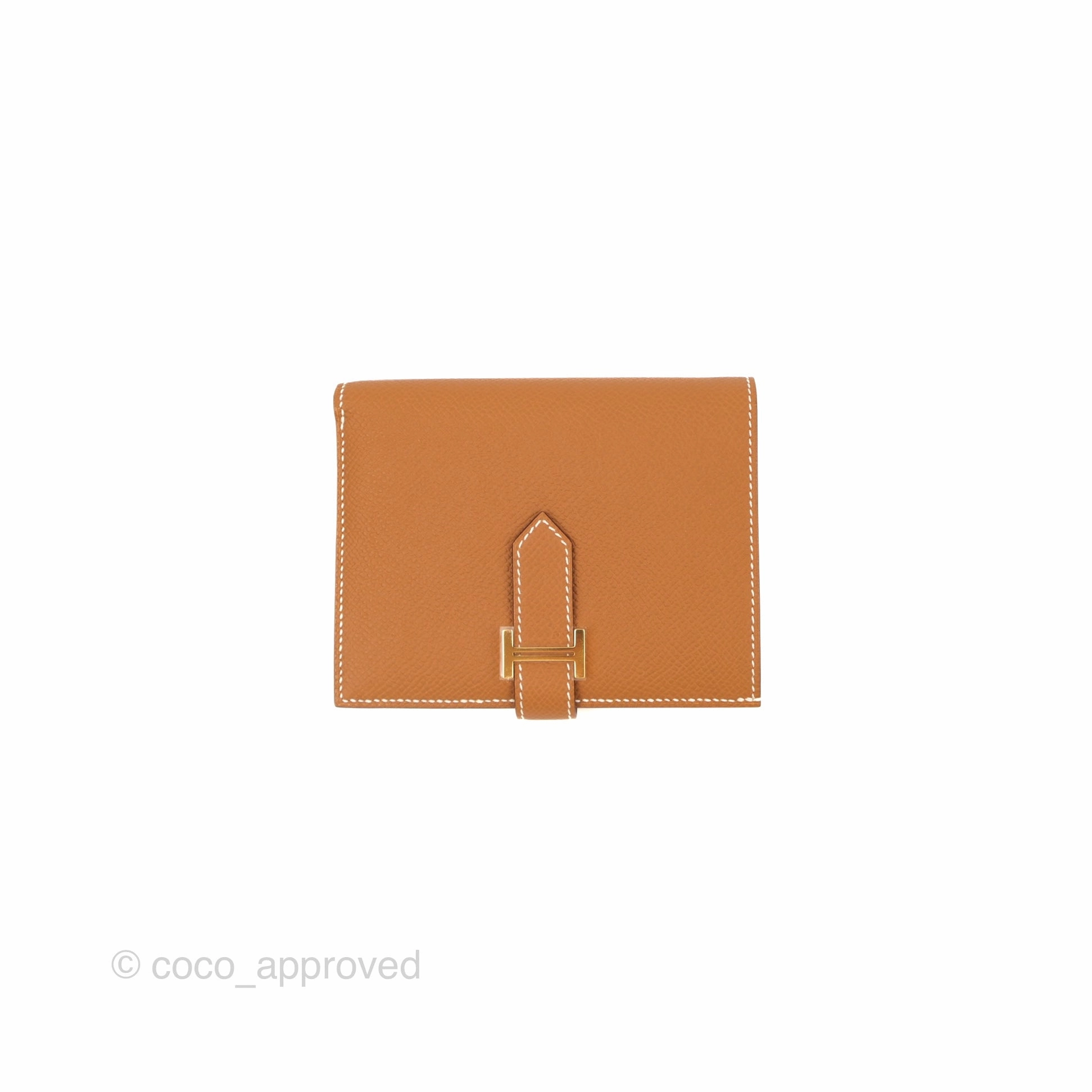 Hermes Bearn Compact Wallet Gold Epsom Gold Hardware