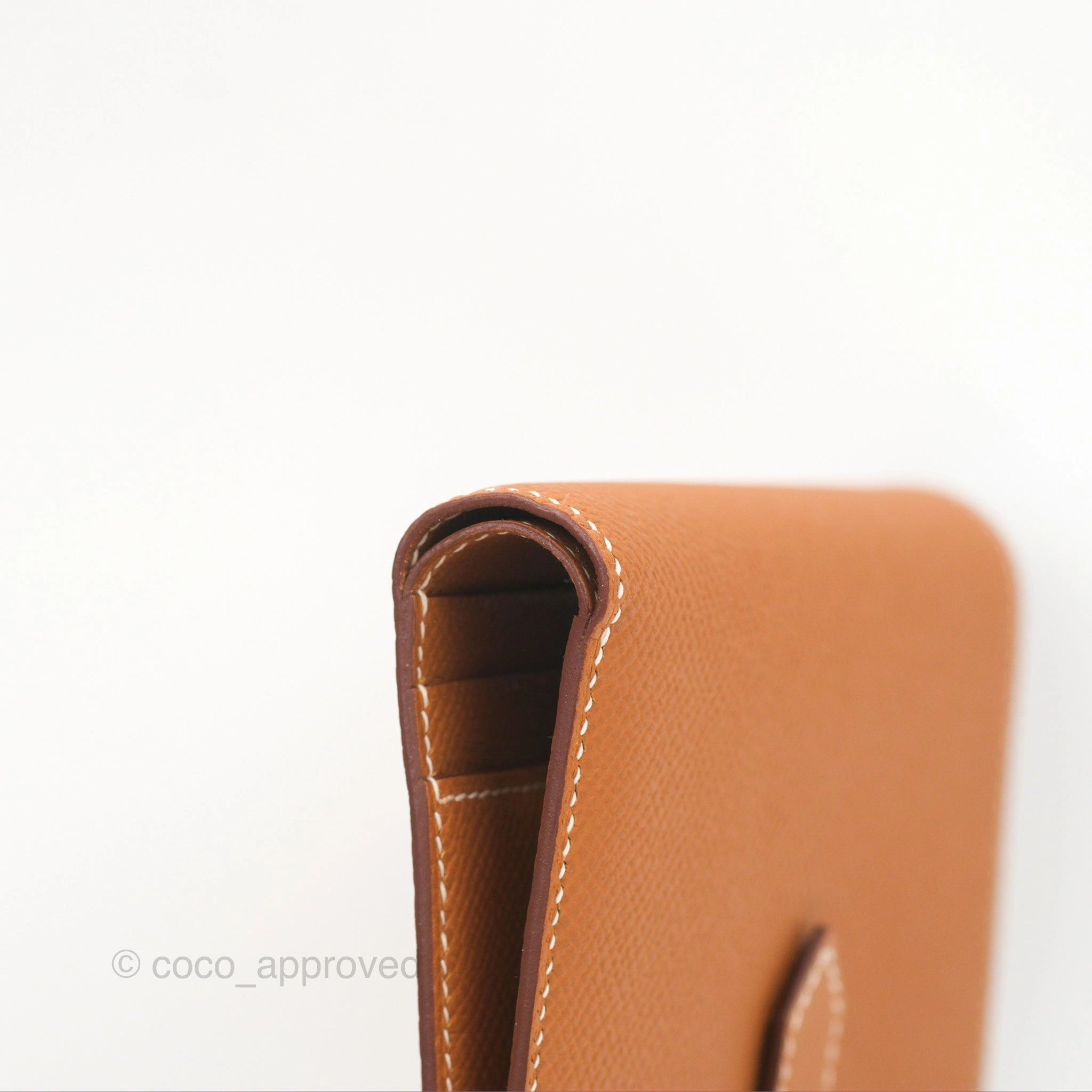 Hermes Bearn Compact Wallet Gold Epsom Gold Hardware